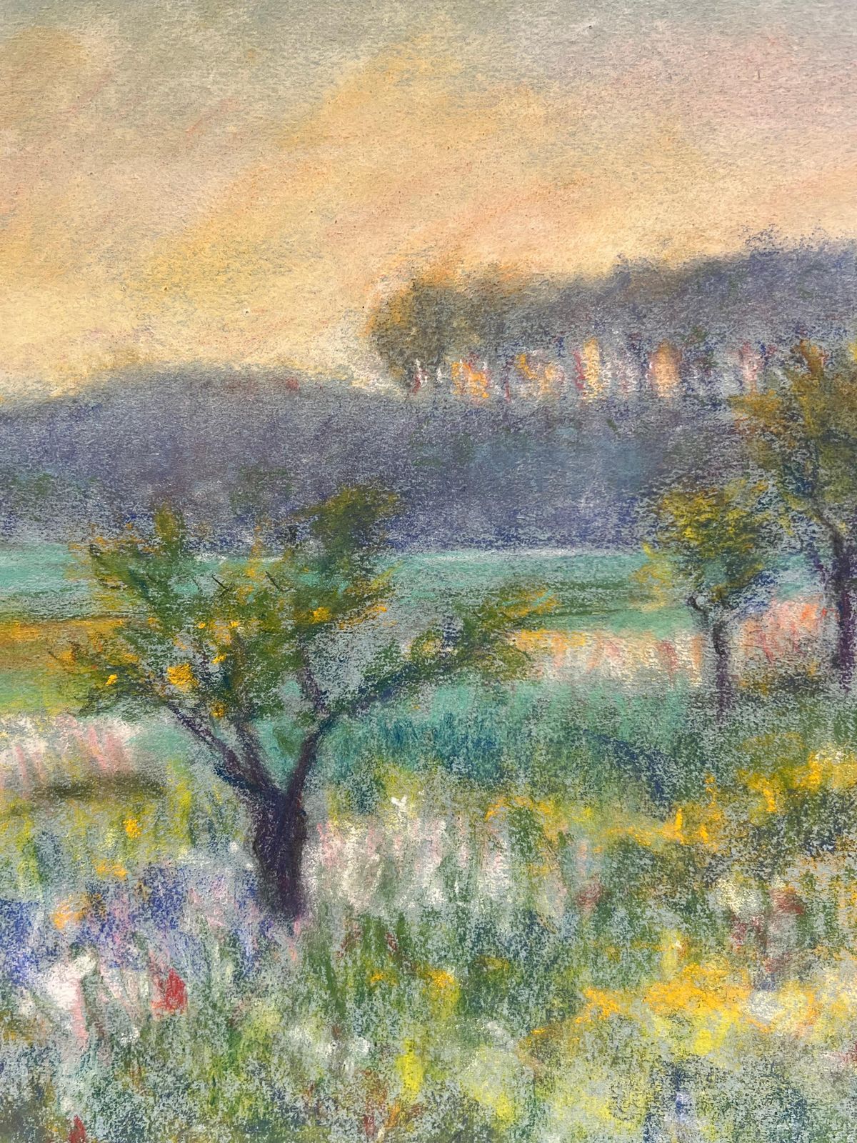 Regine Davidmid 20th Century Meadow At Sunset Pastel Landscape Of Trees And Wildflowers1947 photo Art