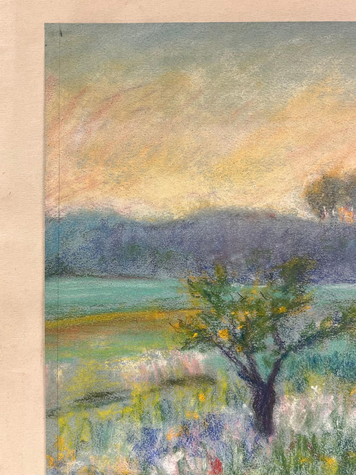 Regine Davidmid 20th Century Meadow At Sunset Pastel Landscape Of Trees And Wildflowers1947 photo 433.0