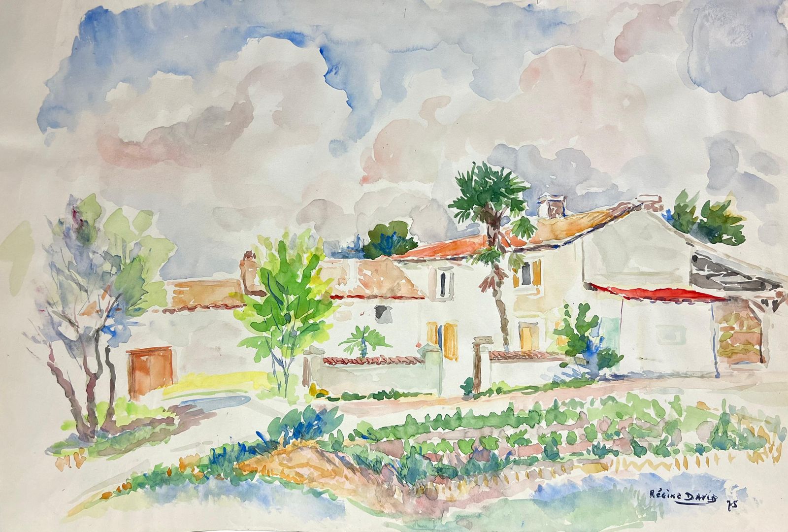 Regine Davidsunny Provençal Countryside A Light Filled Watercolor Of A Rural French Home1975
