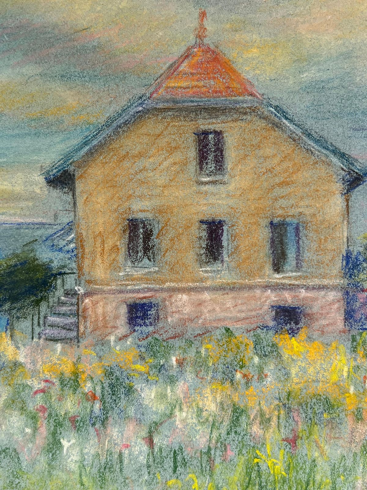 Regine Davidmid 20th Century French House In A Summer Meadow A Pastel Landscape1947 photo Art