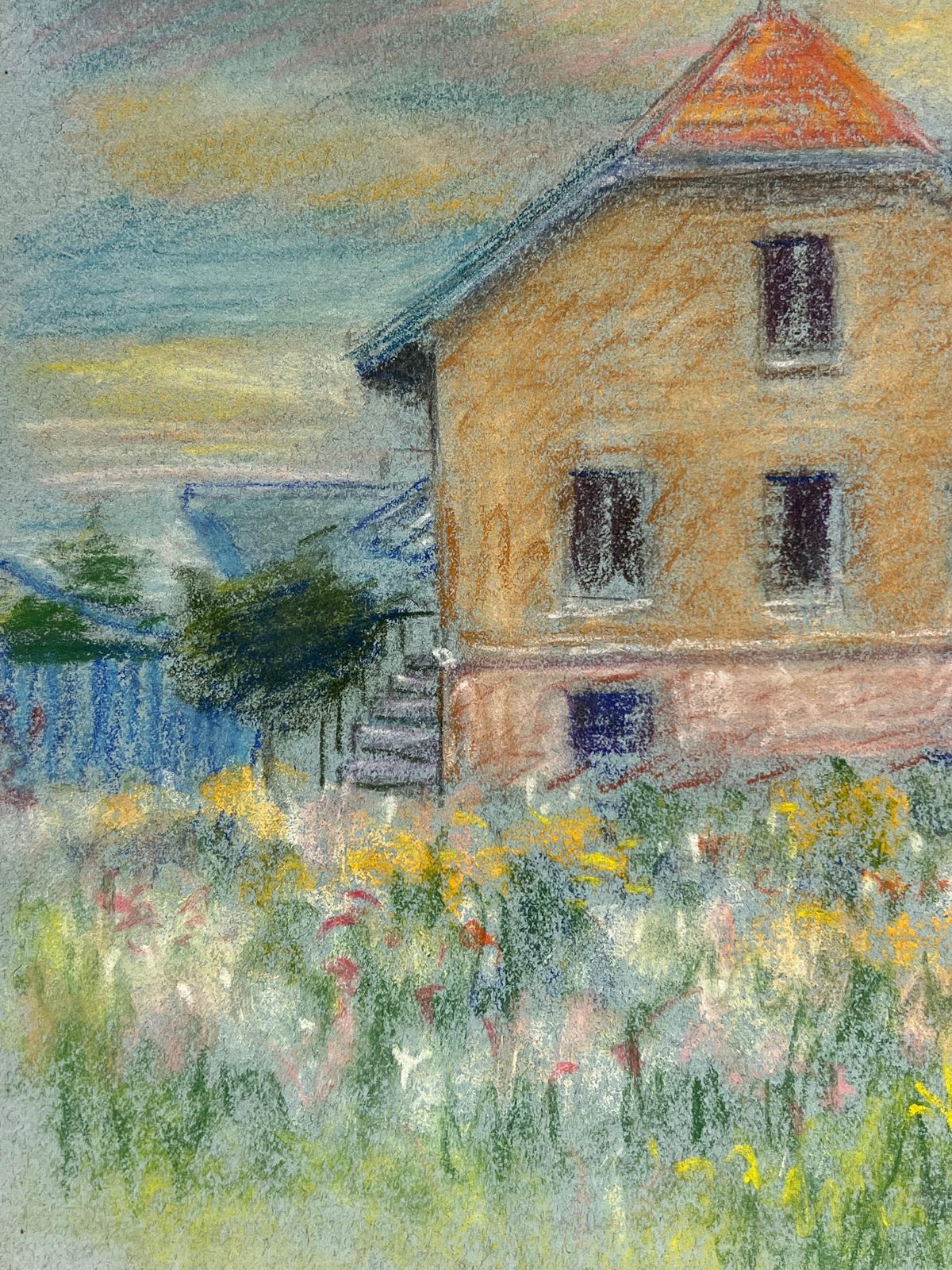 Regine Davidmid 20th Century French House In A Summer Meadow A Pastel Landscape1947 photo 300.0
