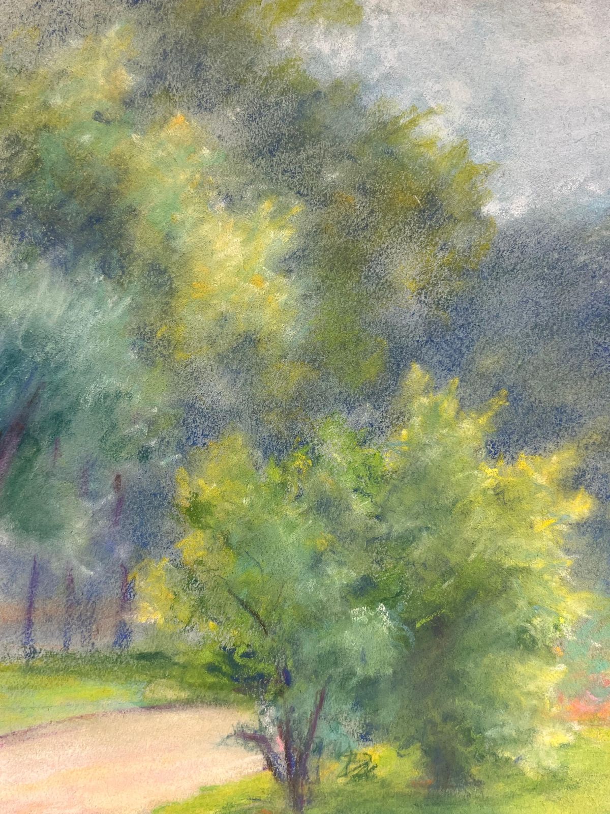 Regine Davidmid 20th Century Sunlit Path Through A Verdant Park: A Pastel Landscape Of Trees1947 photo 357.0