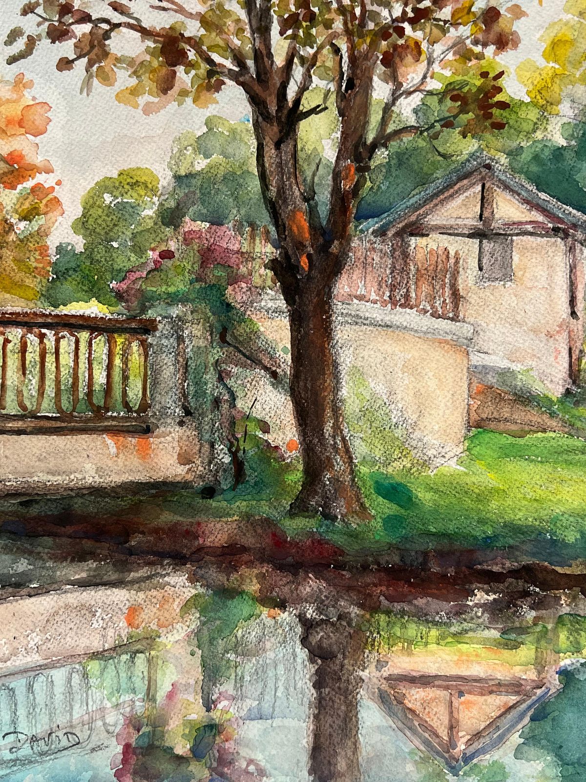 Regine Davidreflections Of Home A Tranquil Countryside Scene By The Water's Edge1986 photo 495.0