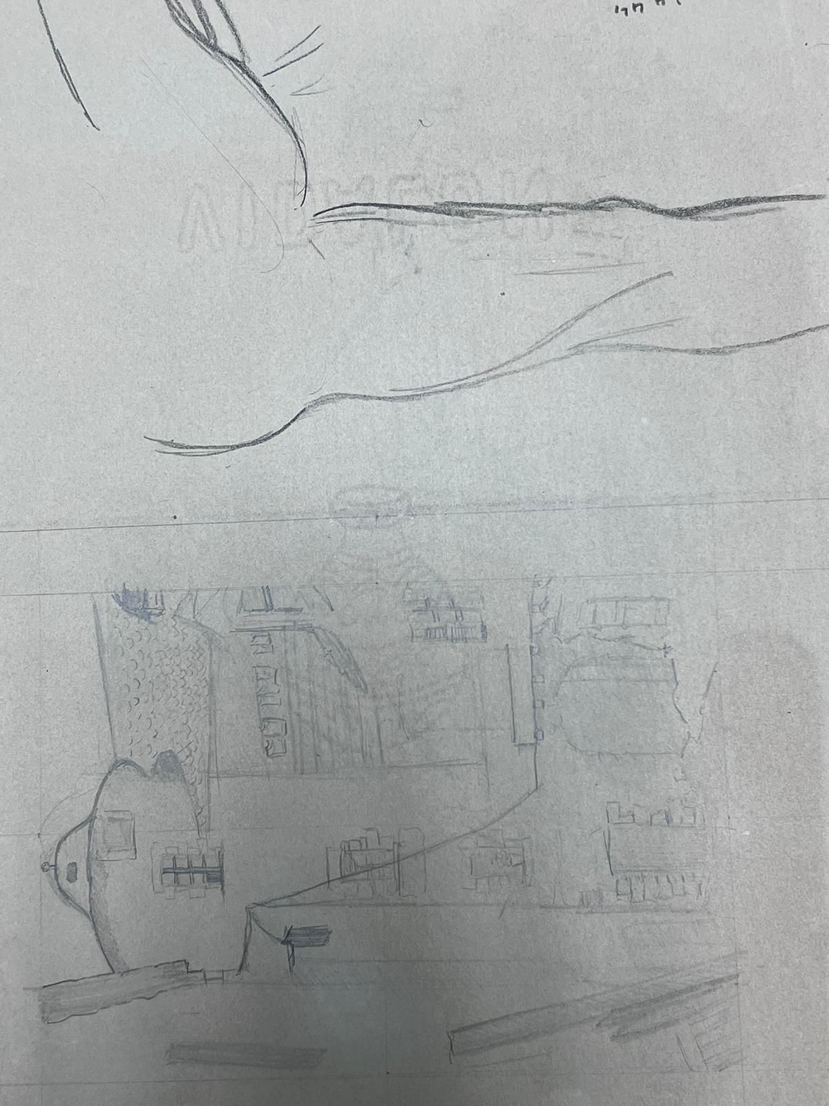 French Schoolstudy Of A Seated Figure From Behind Pencil Sketch photo Art