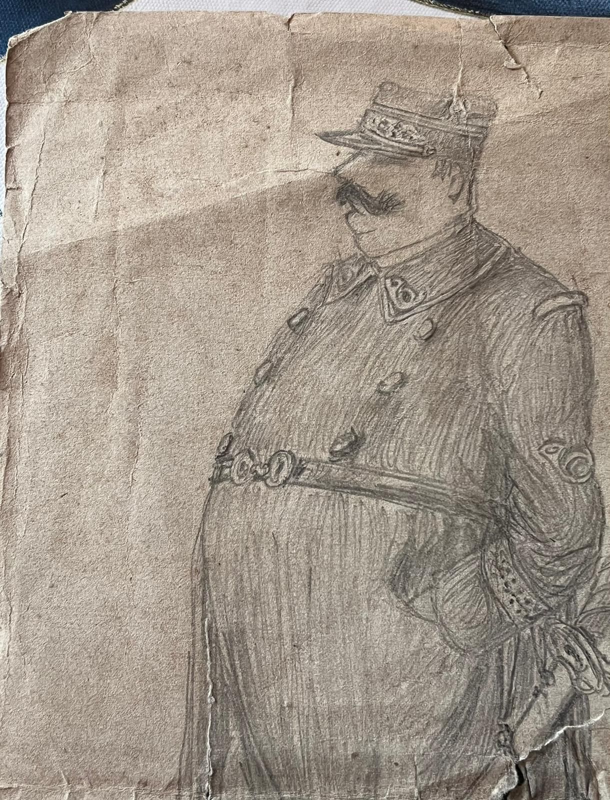 French Schoolportrait Of A Distinguished Military Officer In Uniform Sketch photo for sale