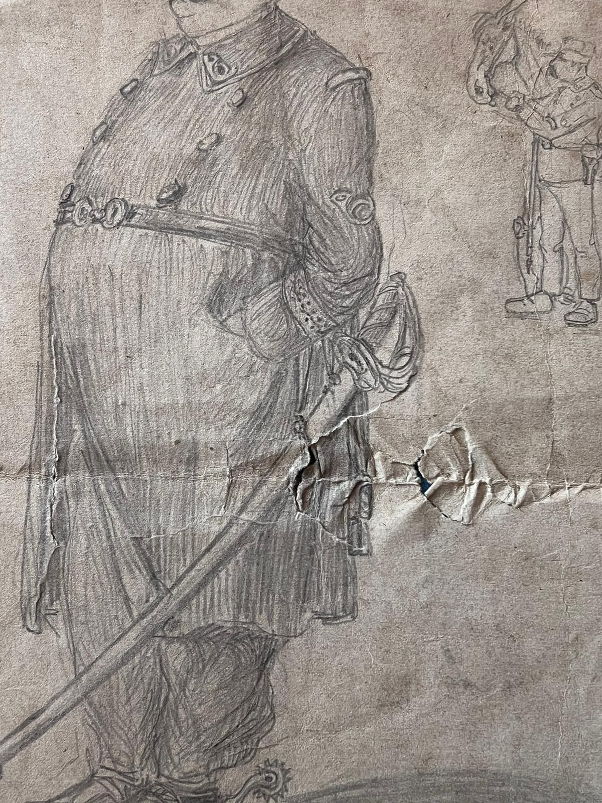 French Schoolportrait Of A Distinguished Military Officer In Uniform Sketch photo Art
