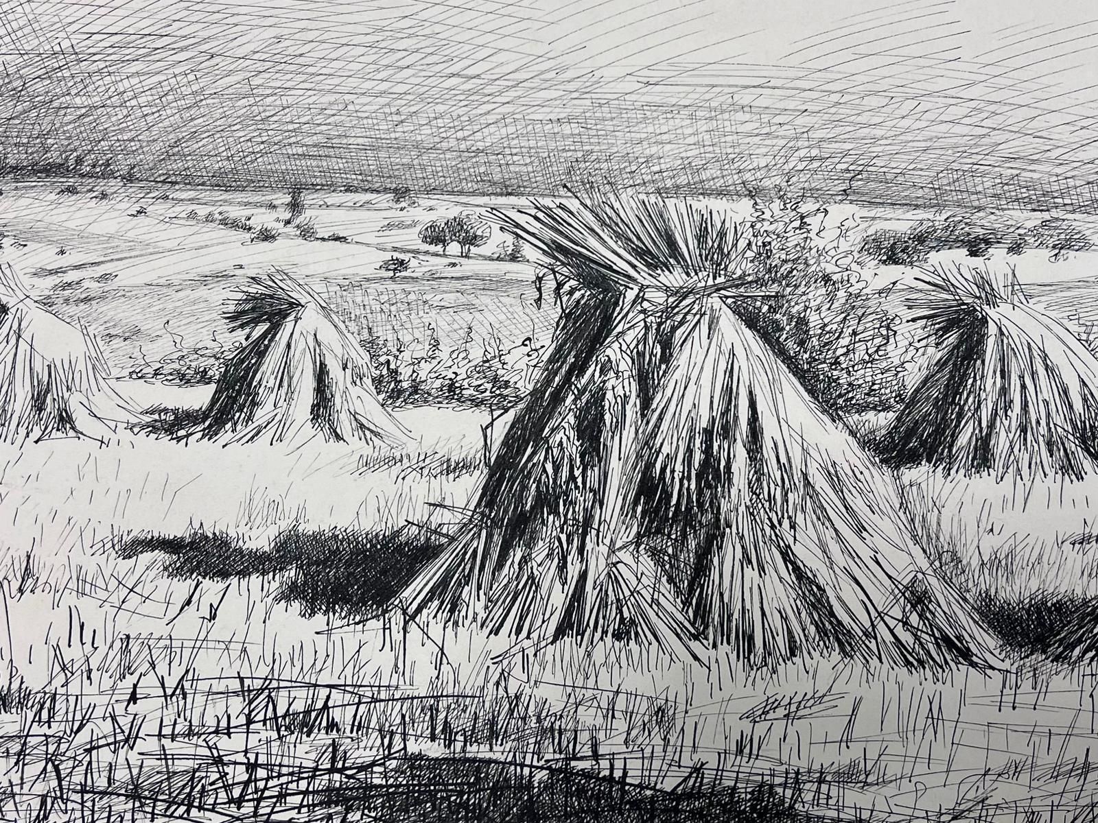 Josine Vignonink Drawing Of Harvested Sheaves In An Expansive Countryside Landscape1950s photo furniture