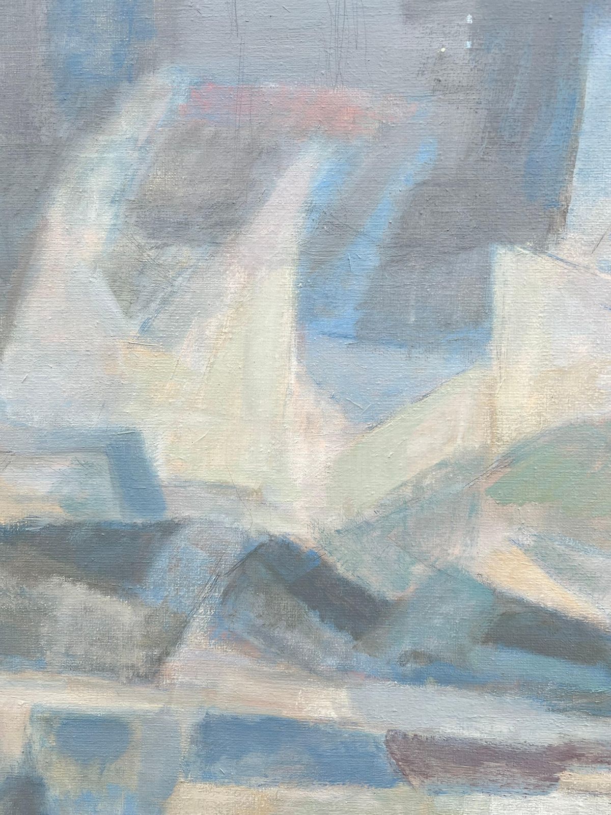 French Cubistlarge French Cubist Oil Painting Glacial Reflections Landscape In Cool Tones photo 2799.0