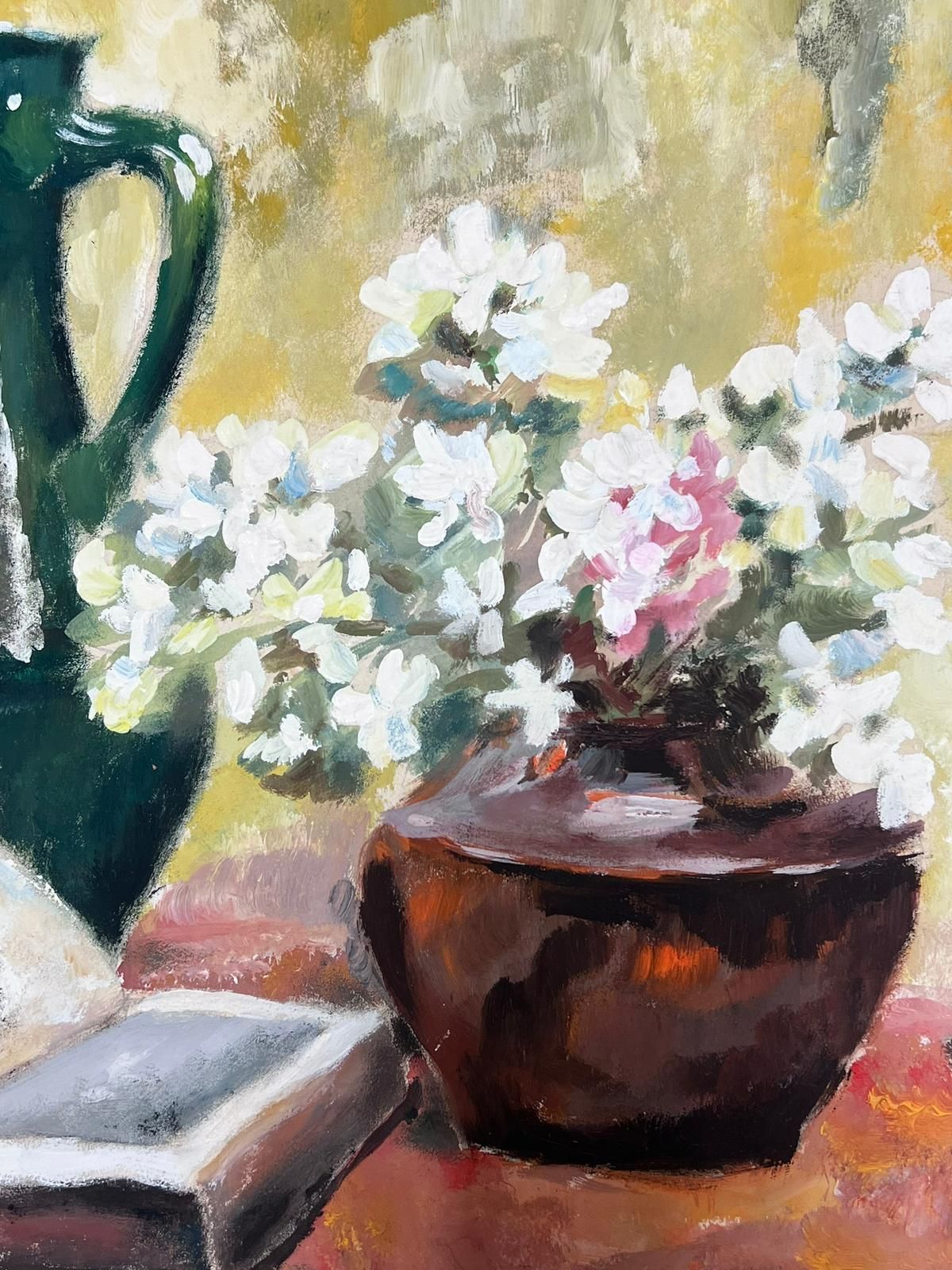 Josine Vignonfrench A Still Life With Open Book, Vase And Blossoming Plant1950s photo 505.0