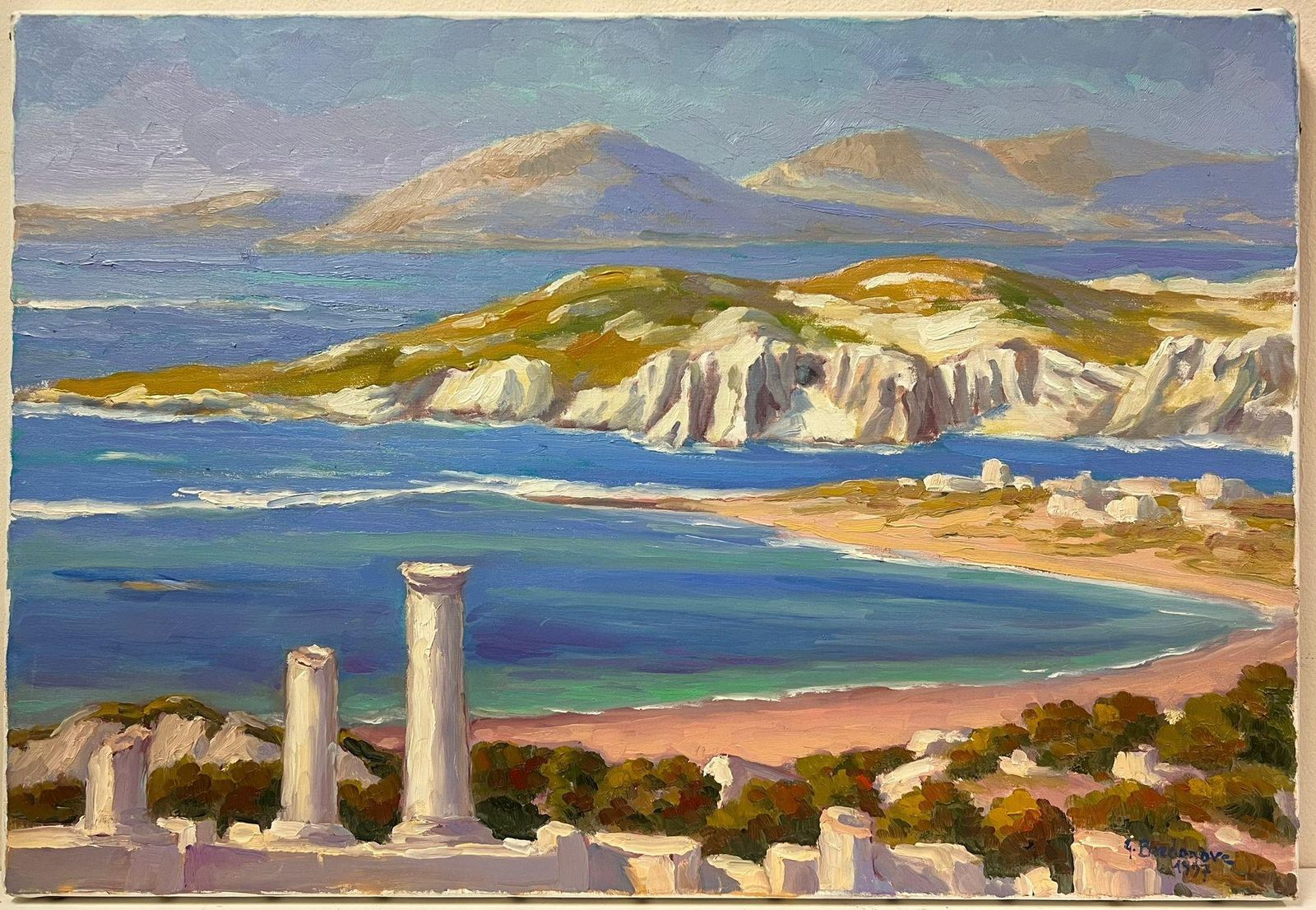 Georges Bordonovefrench Contemporary Oil Painting Ancient Shores Coastal Landscape1997 photo furniture