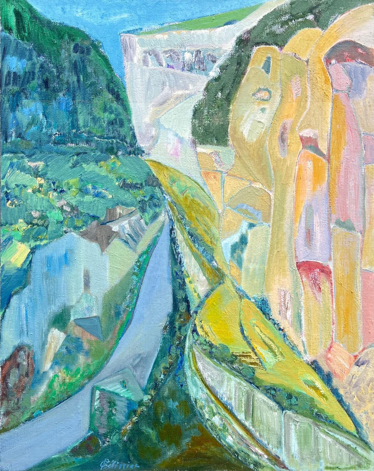 Gilbert Pelissierlarge French 20th Century Abstract Landscape Gorges De Verdon Provence