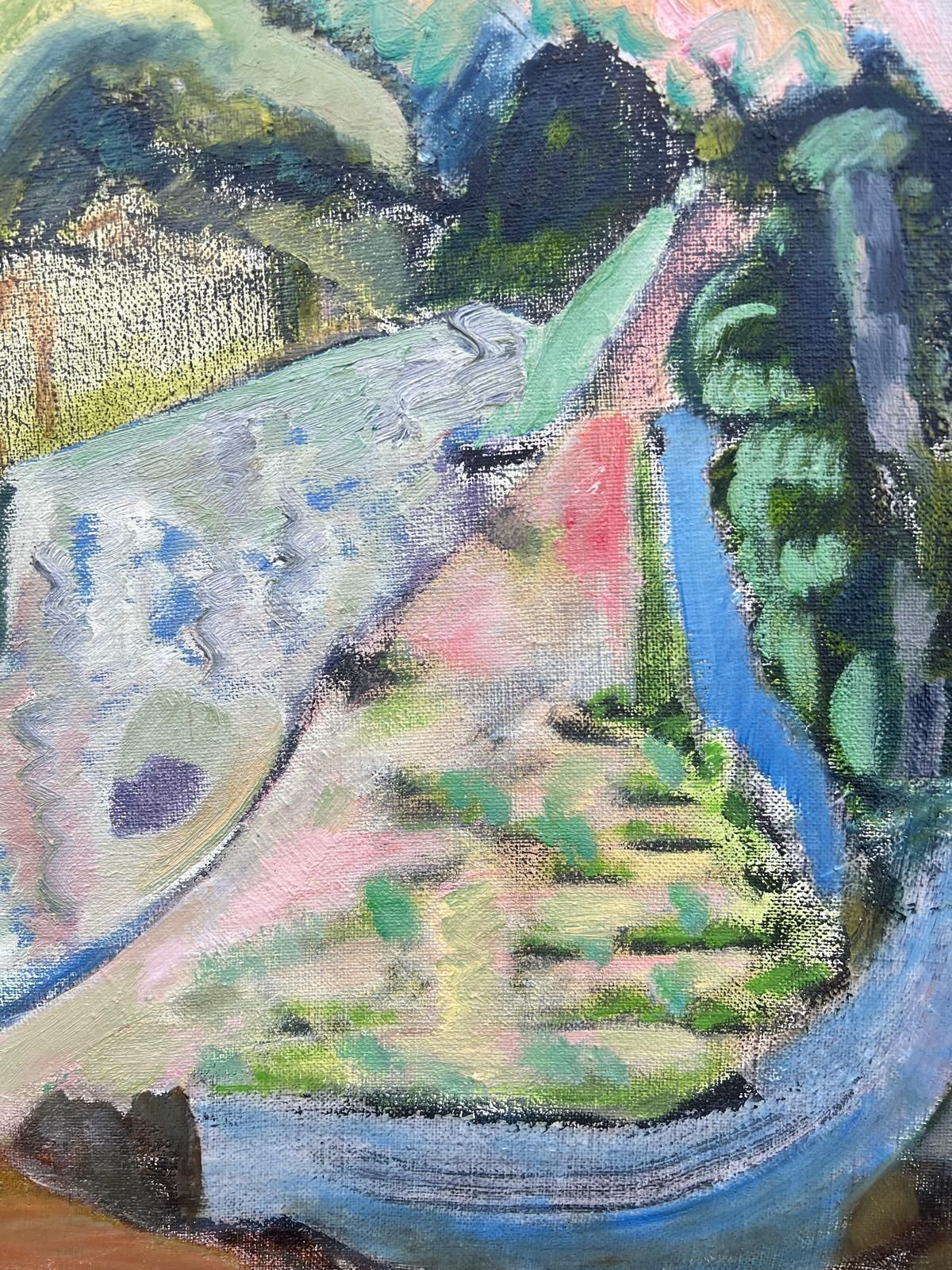 Gilbert Pelissierhuge French 20th Century Abstract Landscape With Soft Pastel Hues & Textures1983 photo for sale