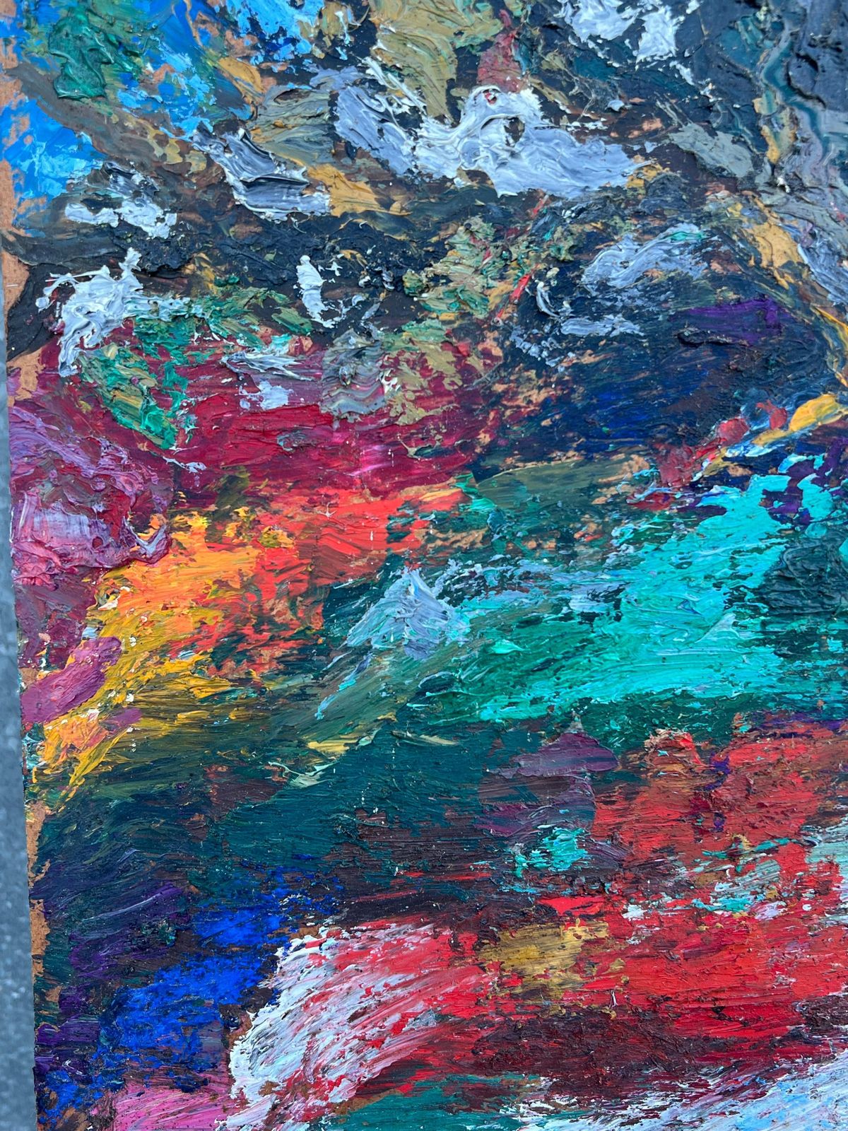 French Cubist 1950's1950's French Thick Impasto Oil Painting Abstract Bold Textures Vibrant Colours1950's photo 999.0