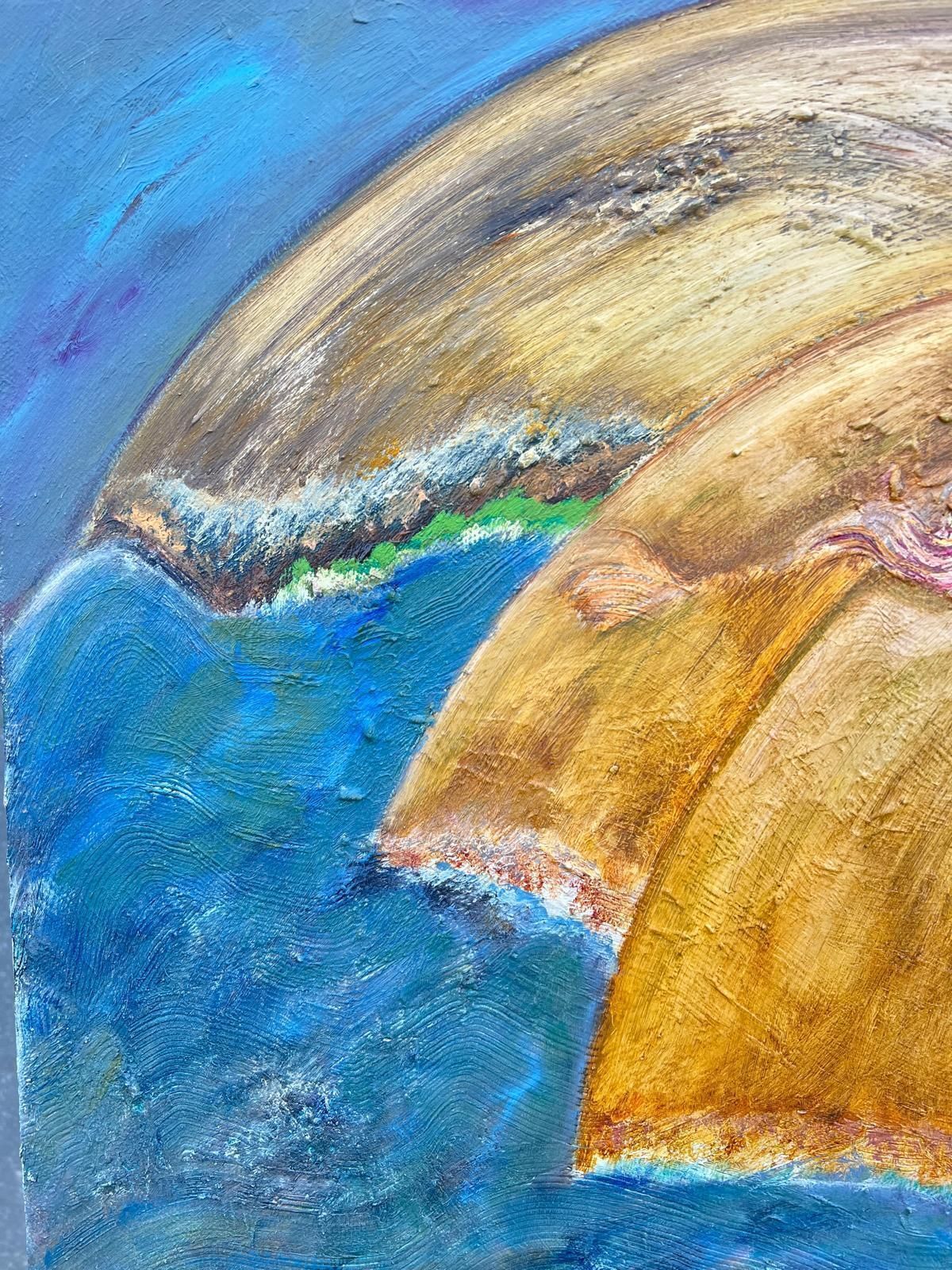 Gilbert Pelissierfrench 20th Century Painting Layered Earth Like Spheres In Abstract Composition1985 photo furniture
