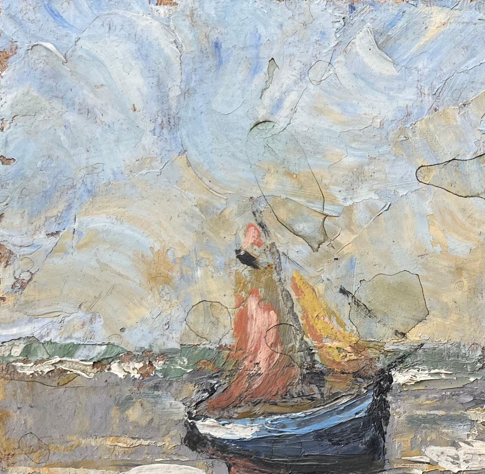 Fanch Lelfrench Impressionist Oil Painting Of Boats At Low Tide photo 325.0