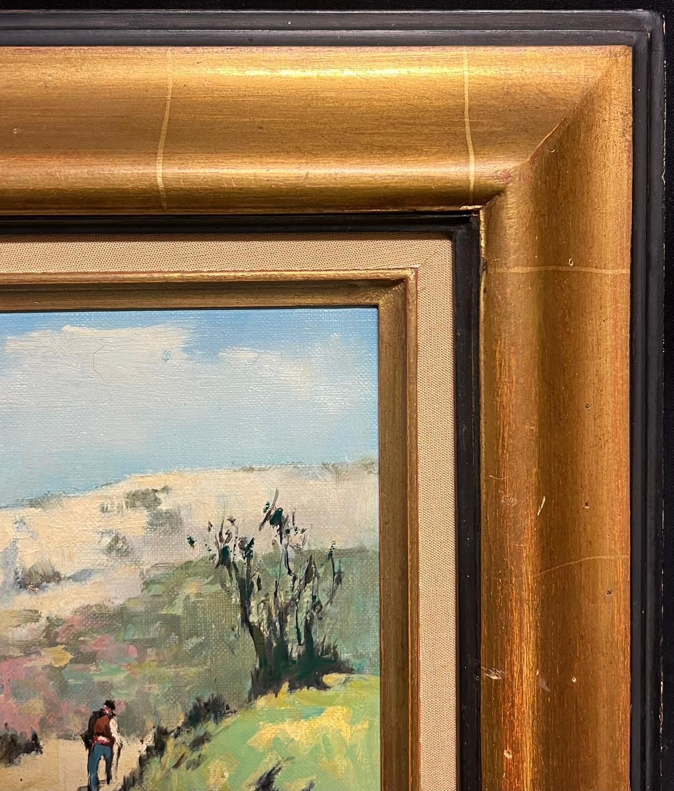 Georges Lerouxles Alpilles Provençal Landscape With Figure Walking On Path Signed French Oilmid 20th Century photo for sale