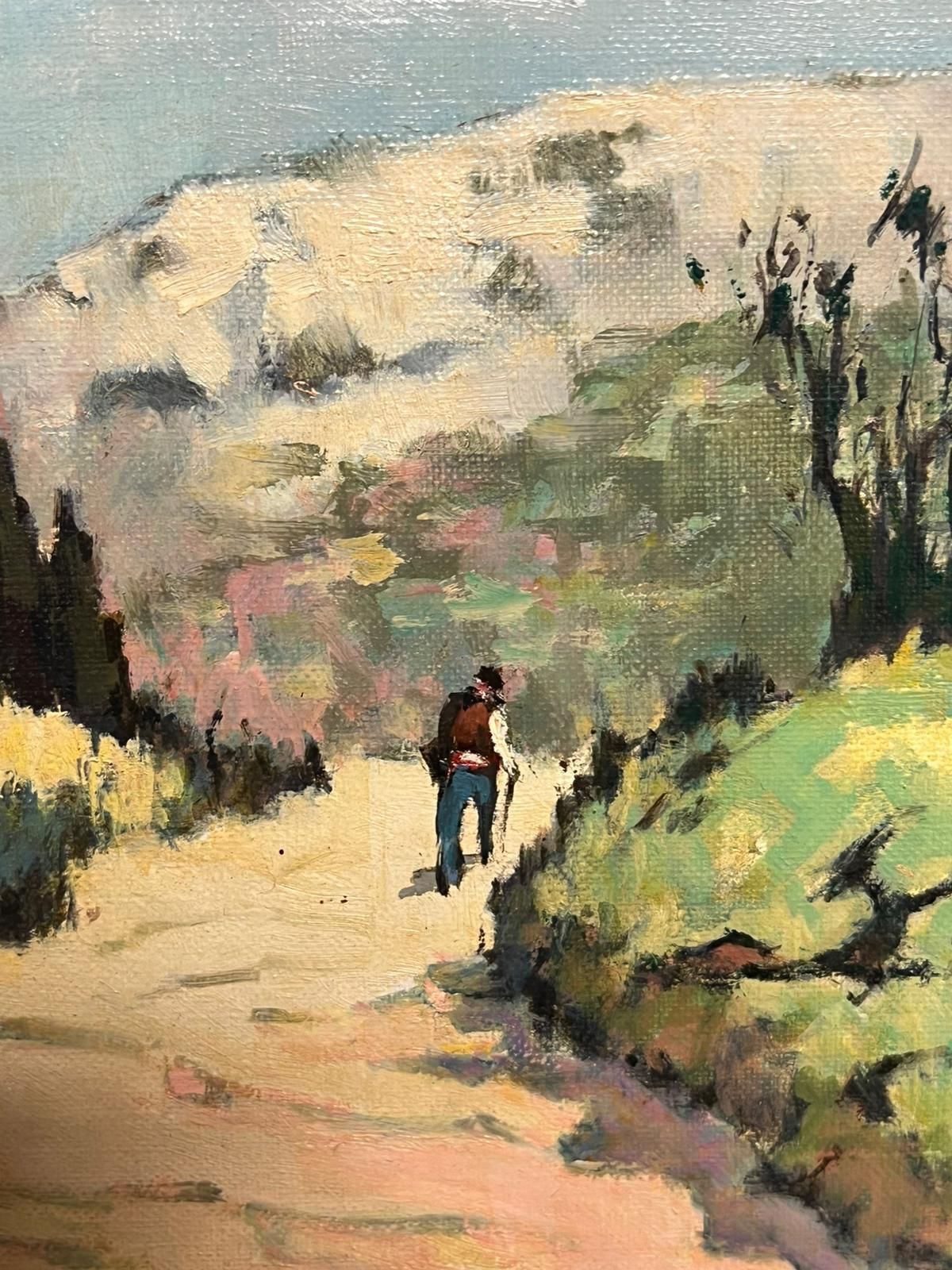 Georges Lerouxles Alpilles Provençal Landscape With Figure Walking On Path Signed French Oilmid 20th Century photo vinterior
