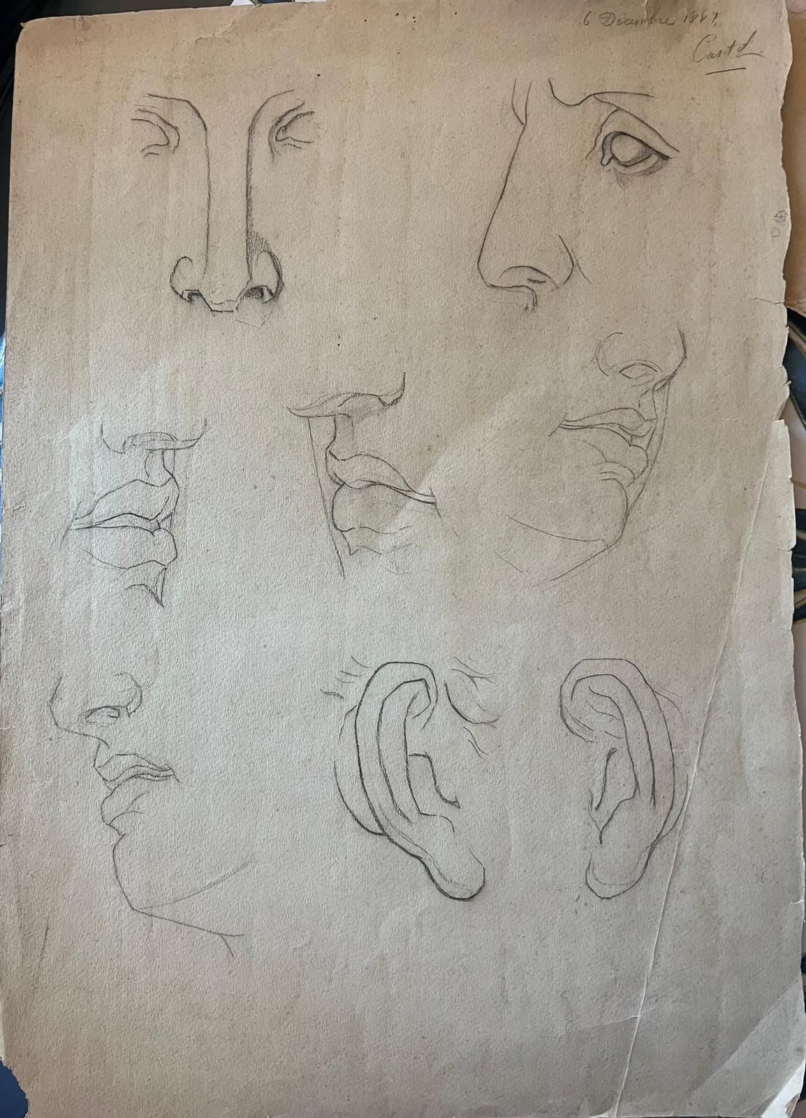 French Schoolantique French Sketch Study Of Facial Features1921 photo 1000.0