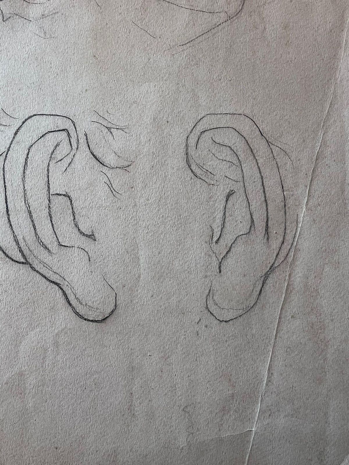 photo for sale French Schoolantique French Sketch Study Of Facial Features1921