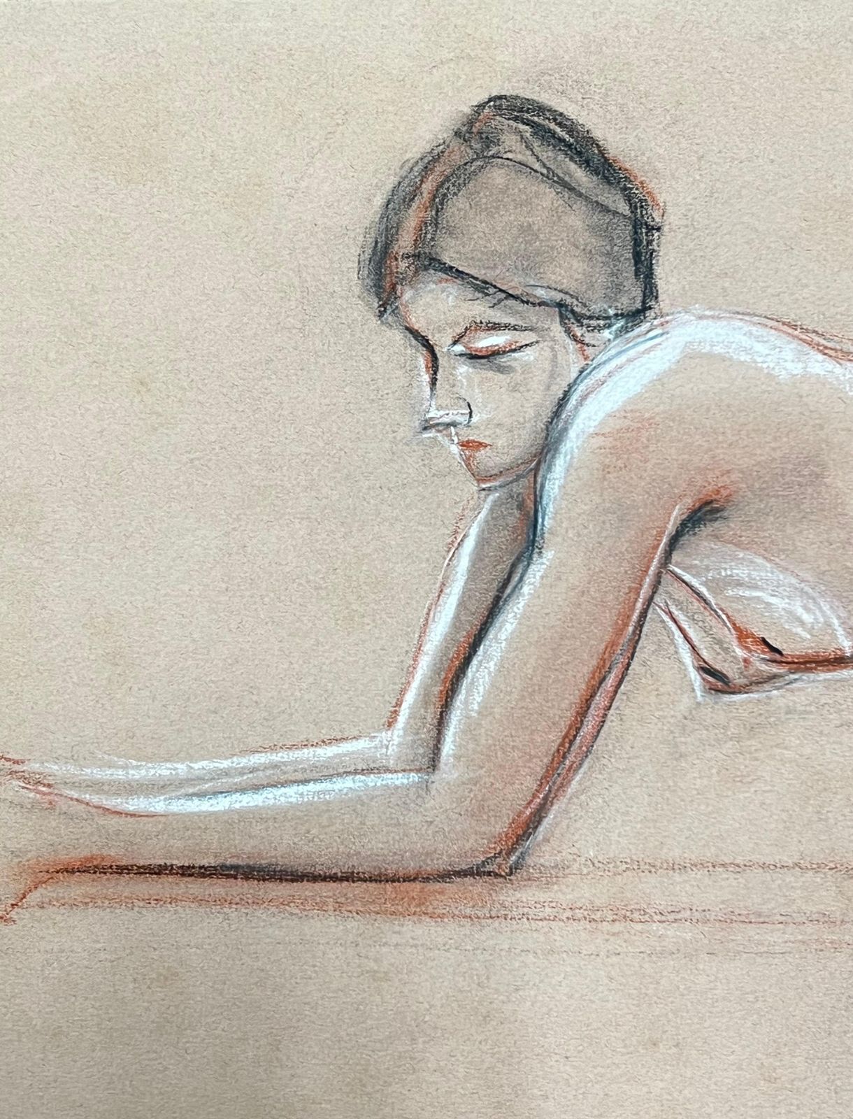 Dagmar Web1960's Original French Pastel Sketch Reclining Nude Study1960's photo Art