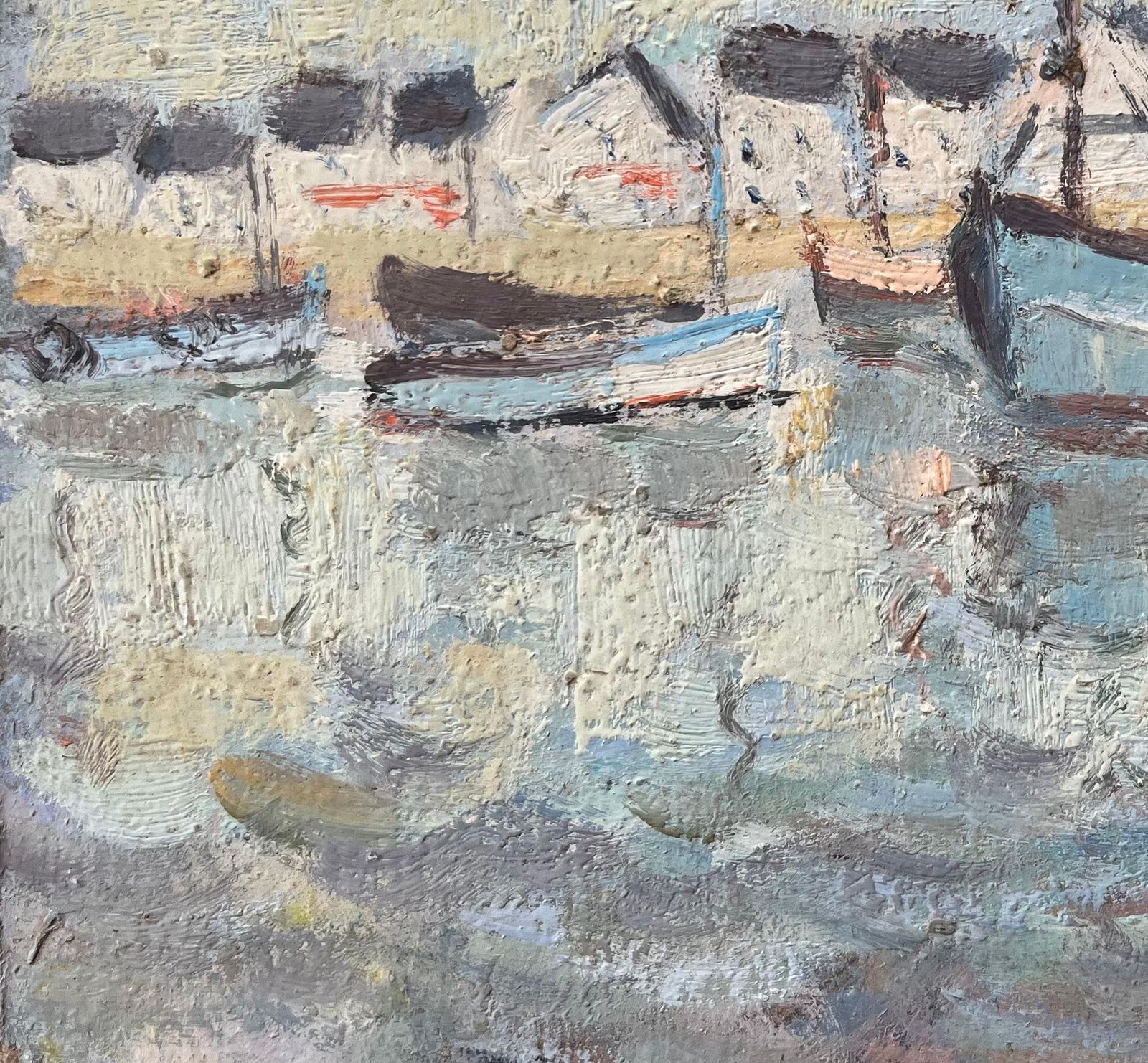 Fanch Lelfrench Impressionist Oil Painting Of Fishing Boats In La Trinité Harbor1992 photo vinterior