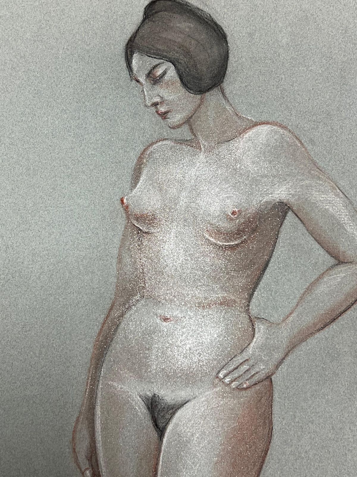 Dagmar Web1960's Original French Pastel Sketch Nude Female Figure Portrait1960's photo for sale