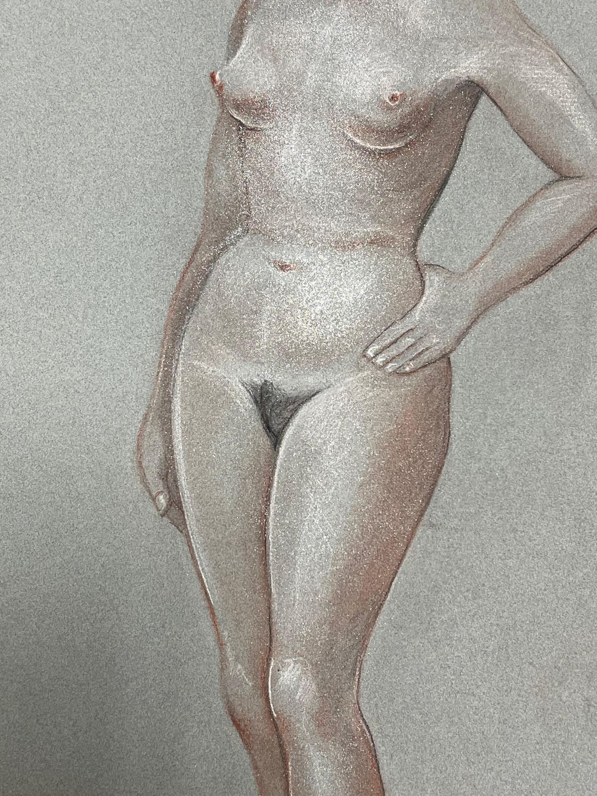 Dagmar Web1960's Original French Pastel Sketch Nude Female Figure Portrait1960's photo Art
