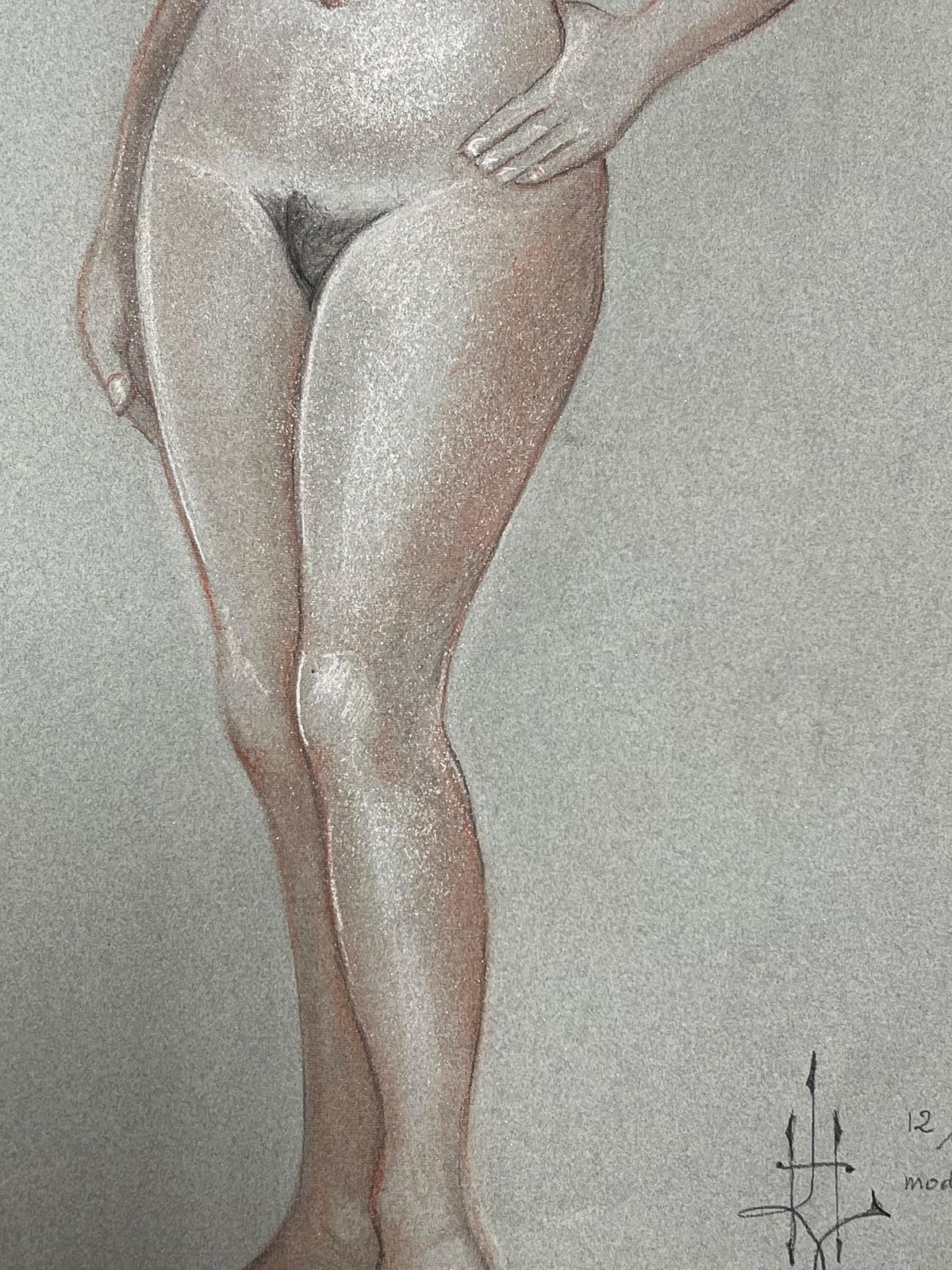 Dagmar Web1960's Original French Pastel Sketch Nude Female Figure Portrait1960's photo 225.0