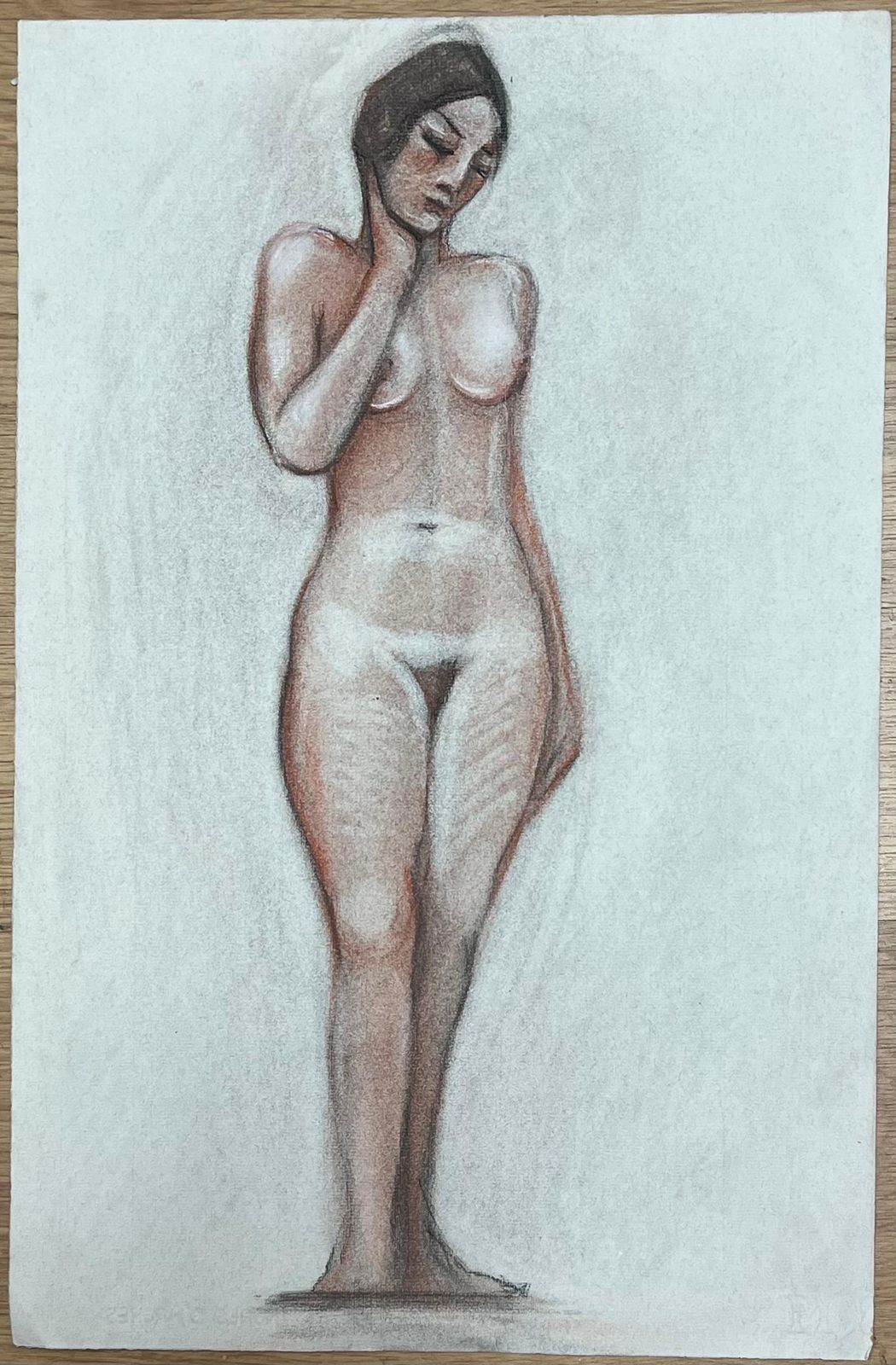Dagmar Web1960's Original French Pastel Sketch Standing Nude Portrait1960's photo buy