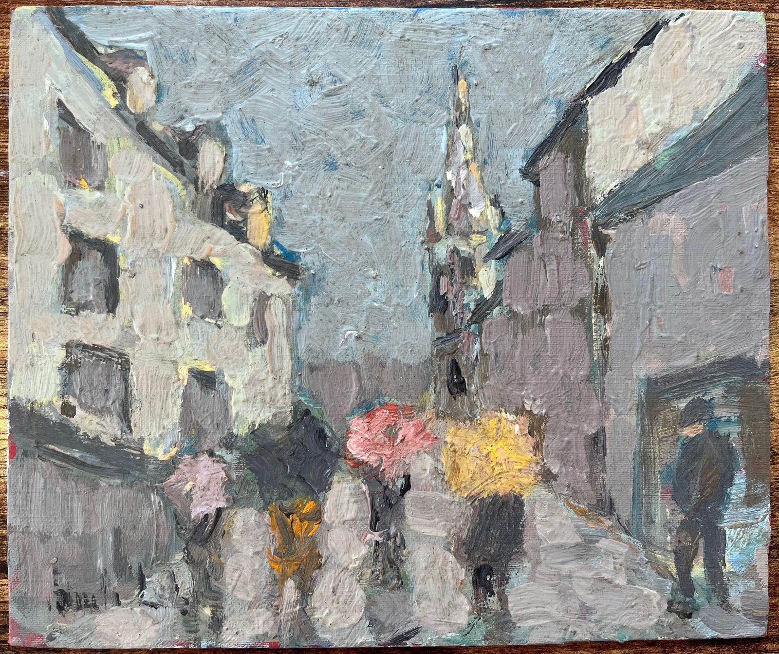 Fanch Lelfrench Impressionist Oil Painting Of Breton Village In The Rain2000 photo furniture
