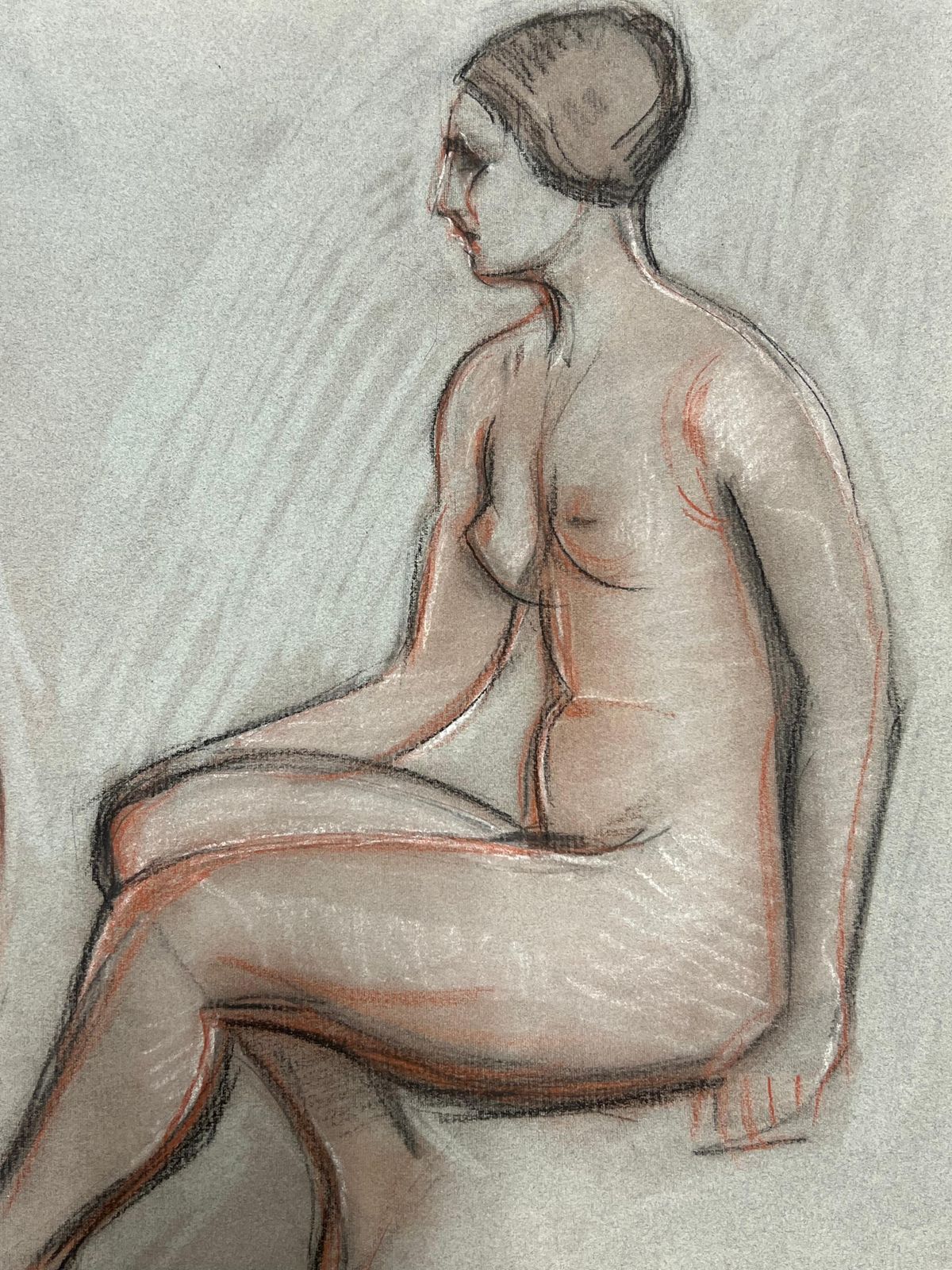 Dagmar Web1960's Original French Pastel Sketch Dual Seated Nude Models1960's photo for sale