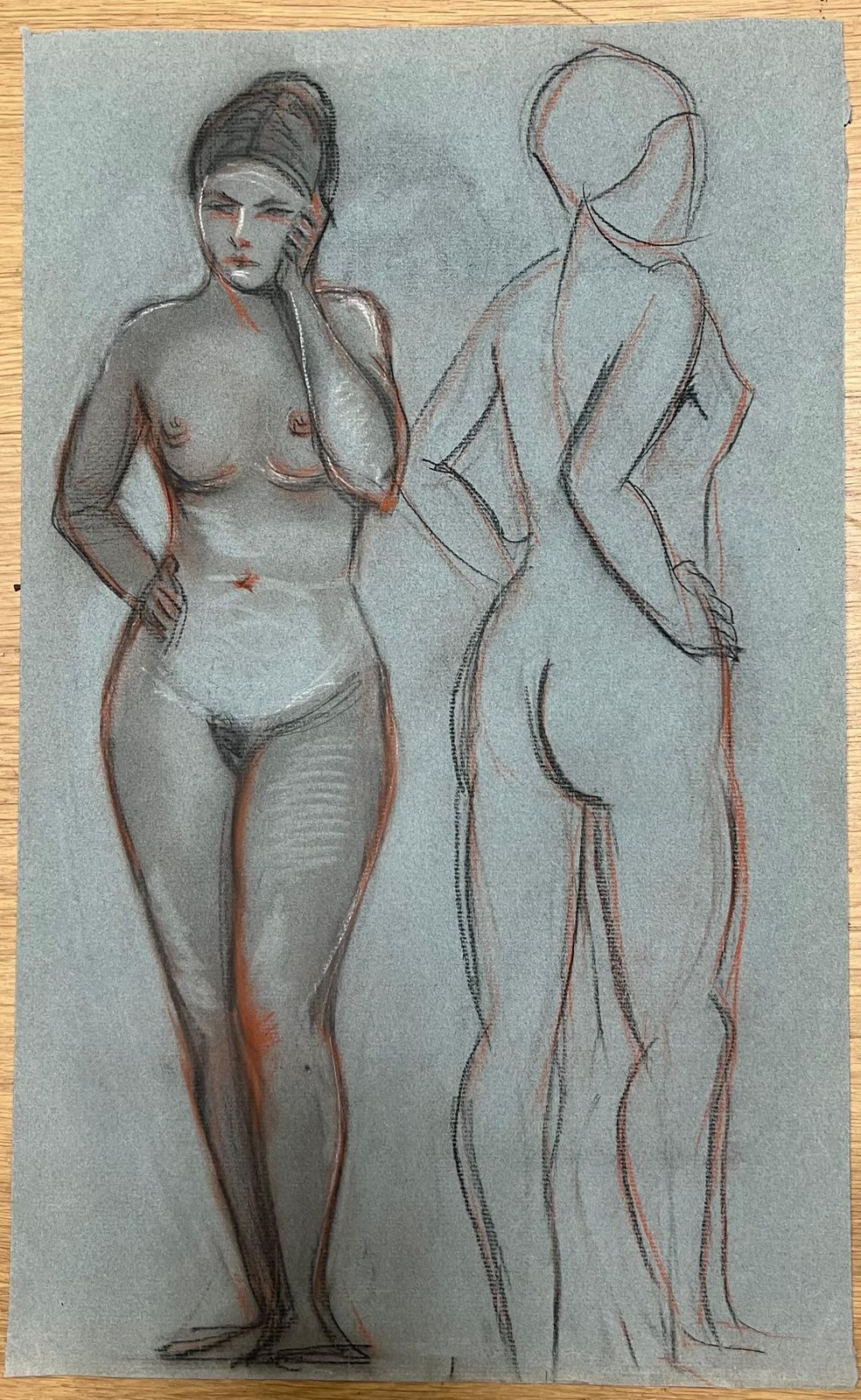 Dagmar Web1960's Original French Pastel Sketch Nude Standing Female Dual Pose Study1960's photo furniture