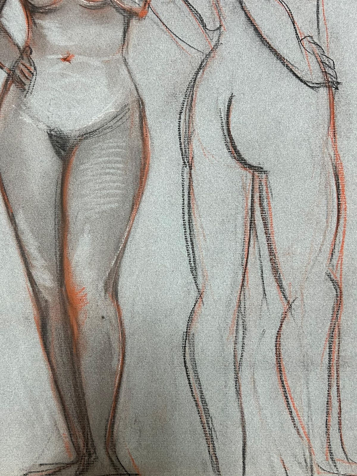 Dagmar Web1960's Original French Pastel Sketch Nude Standing Female Dual Pose Study1960's photo Art