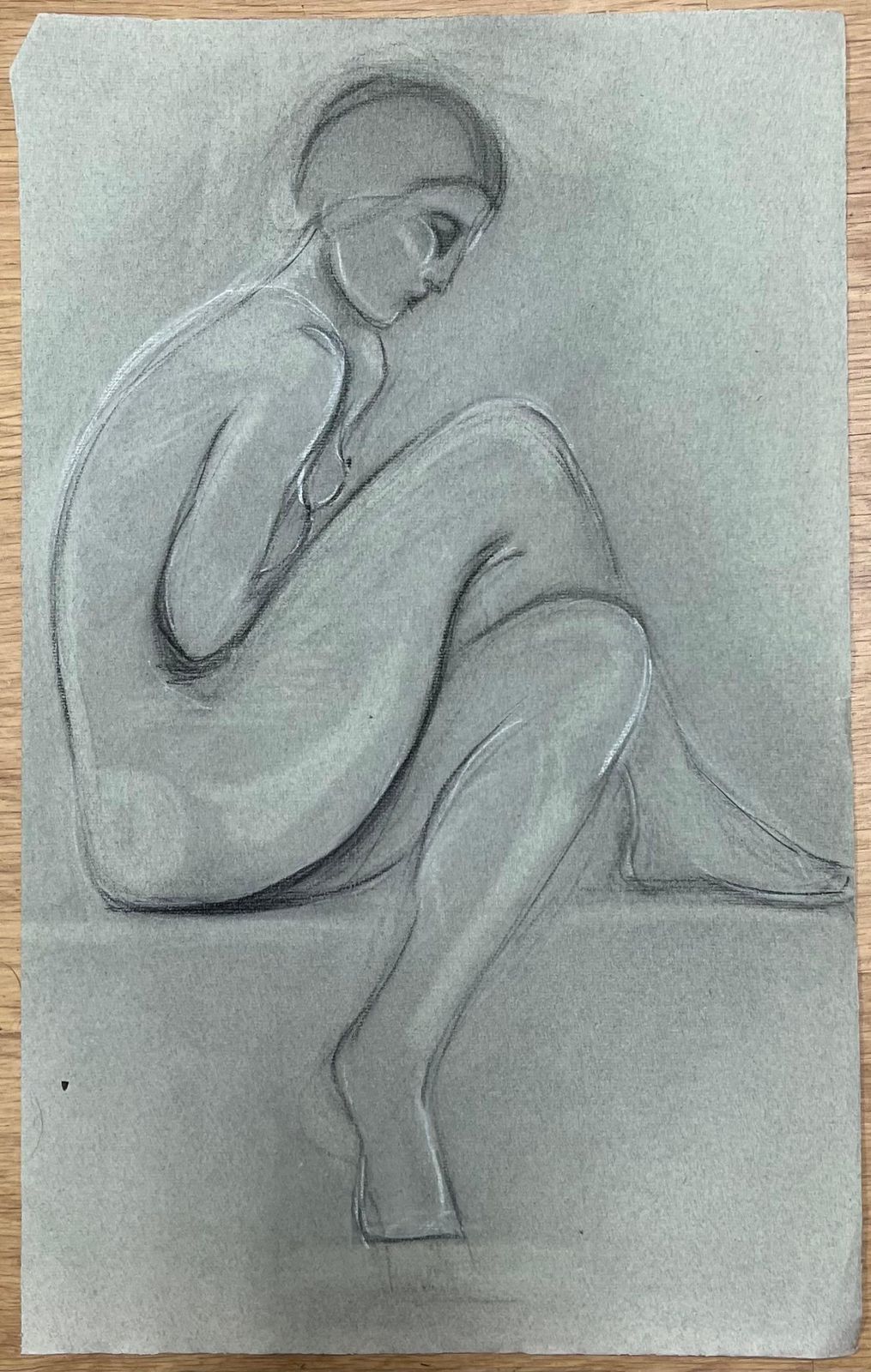 Dagmar Web1960's Original French Pastel Sketch Contemplative Seated Nude Model1960's photo furniture