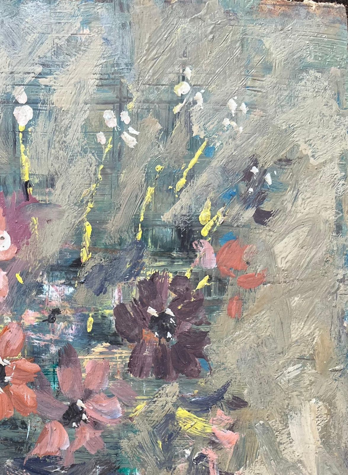 Fanch Lelfrench Impressionist Oil Painting Of Floral Still Life In Earthen Vase2002 photo Art