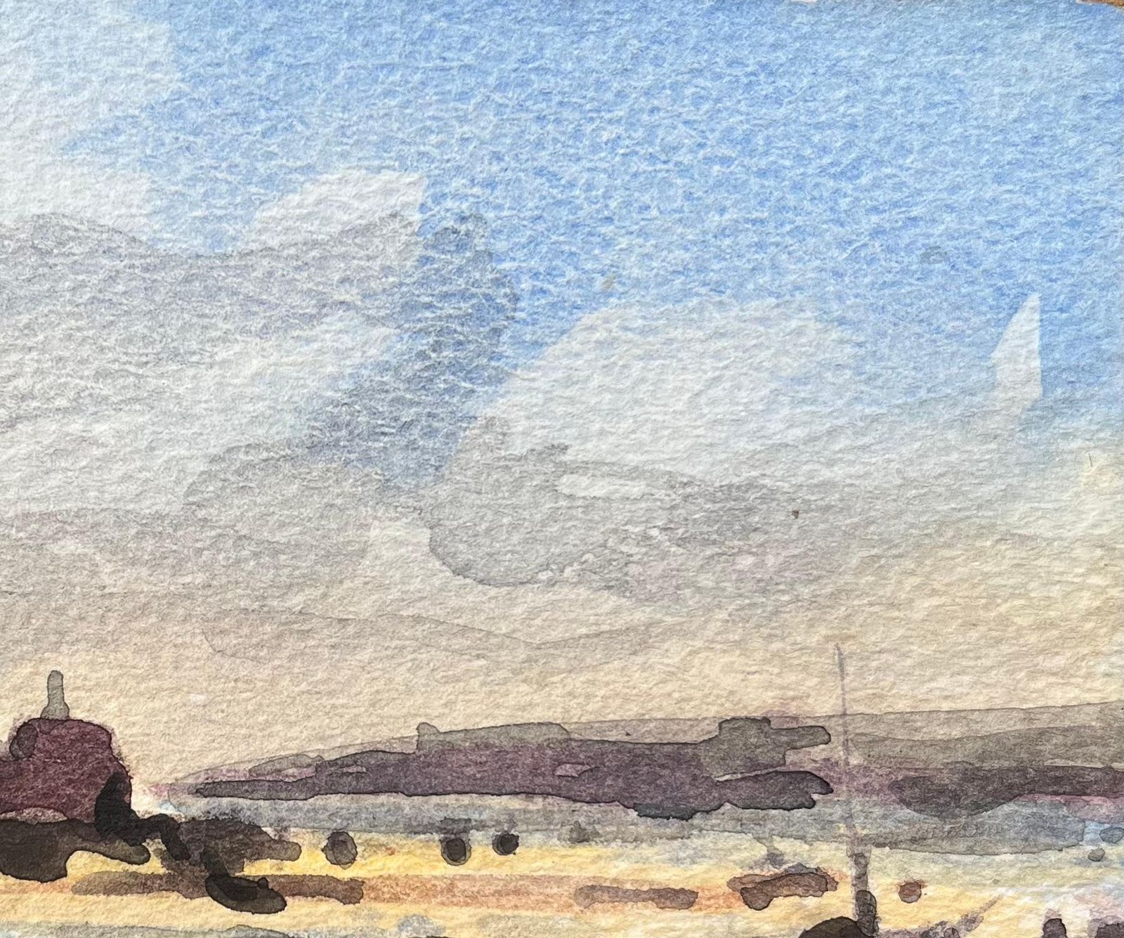 Maurice Mazeiliefrench Impressionist Watercolor Of A Coastal Landscape At Low Tide photo 234.0
