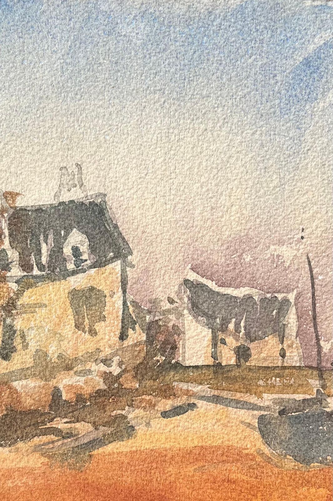 Maurice Mazeiliefrench Impressionist Watercolor Of A Rural Houses In A Coastal Setting photo Art