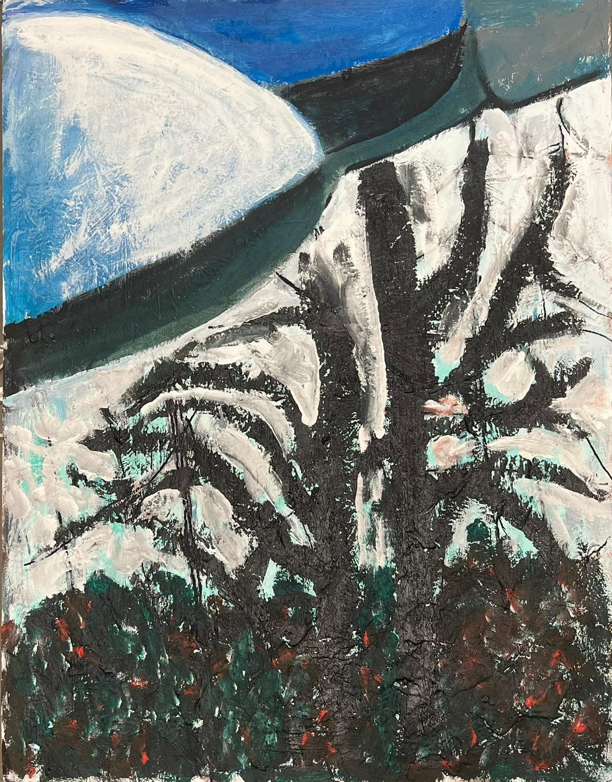 Armand Rottenbergfrench Expressionist Abstract Painting Textured Trees And Snowy Mountains