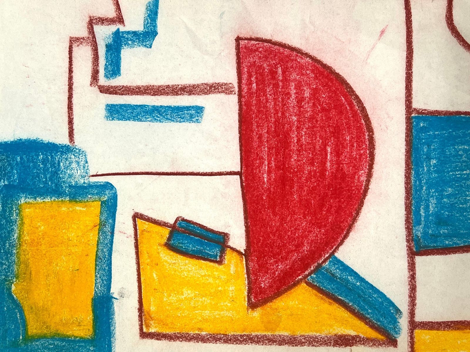 Robert Somertonabstract Expressionist British Original Pastel Red Yellow And Blue Solid Colorsc. 2022 photo for sale