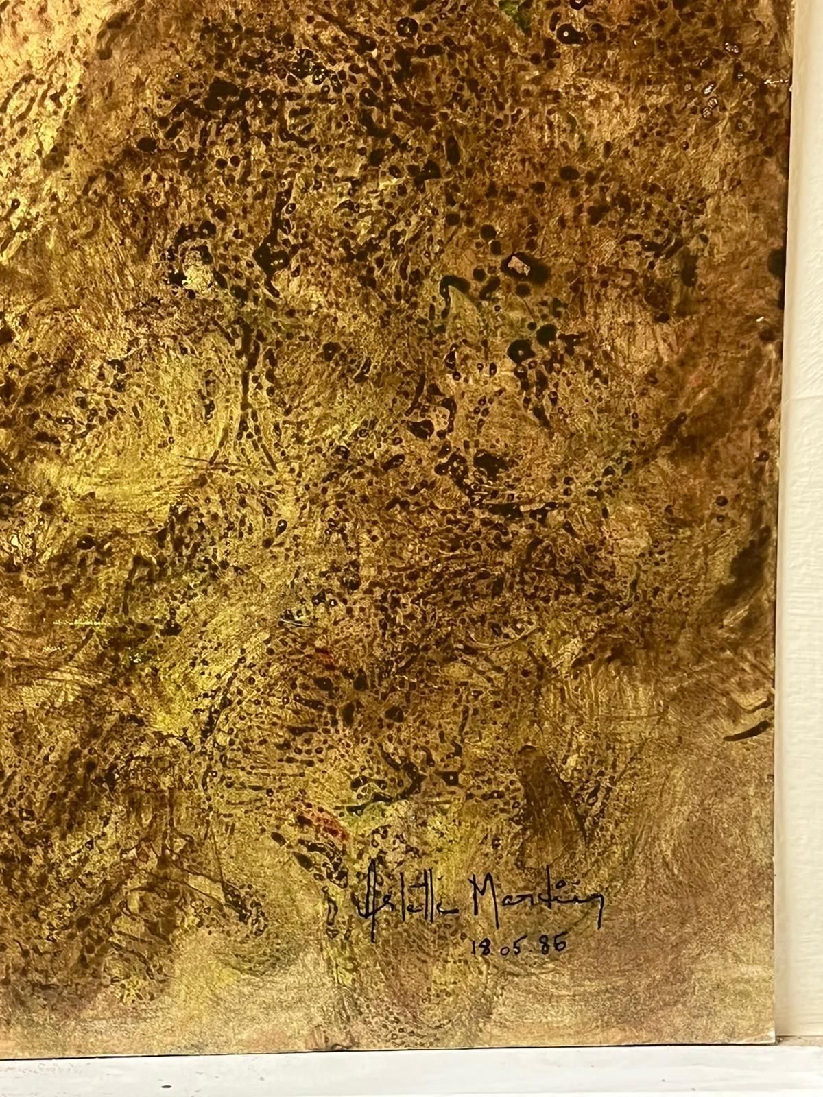 Arlette Martin1970's French Abstract Brown Earth Tones In Motion Painting20th Century photo for sale
