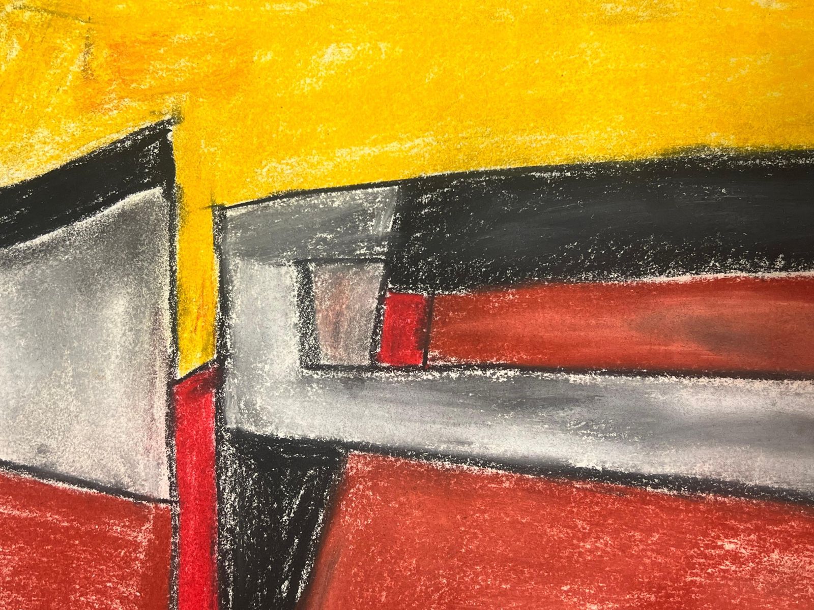 Robert Somertonabstract Expressionist British Original Pastel Yellow Black And Red Colorsc. 2022 photo Art