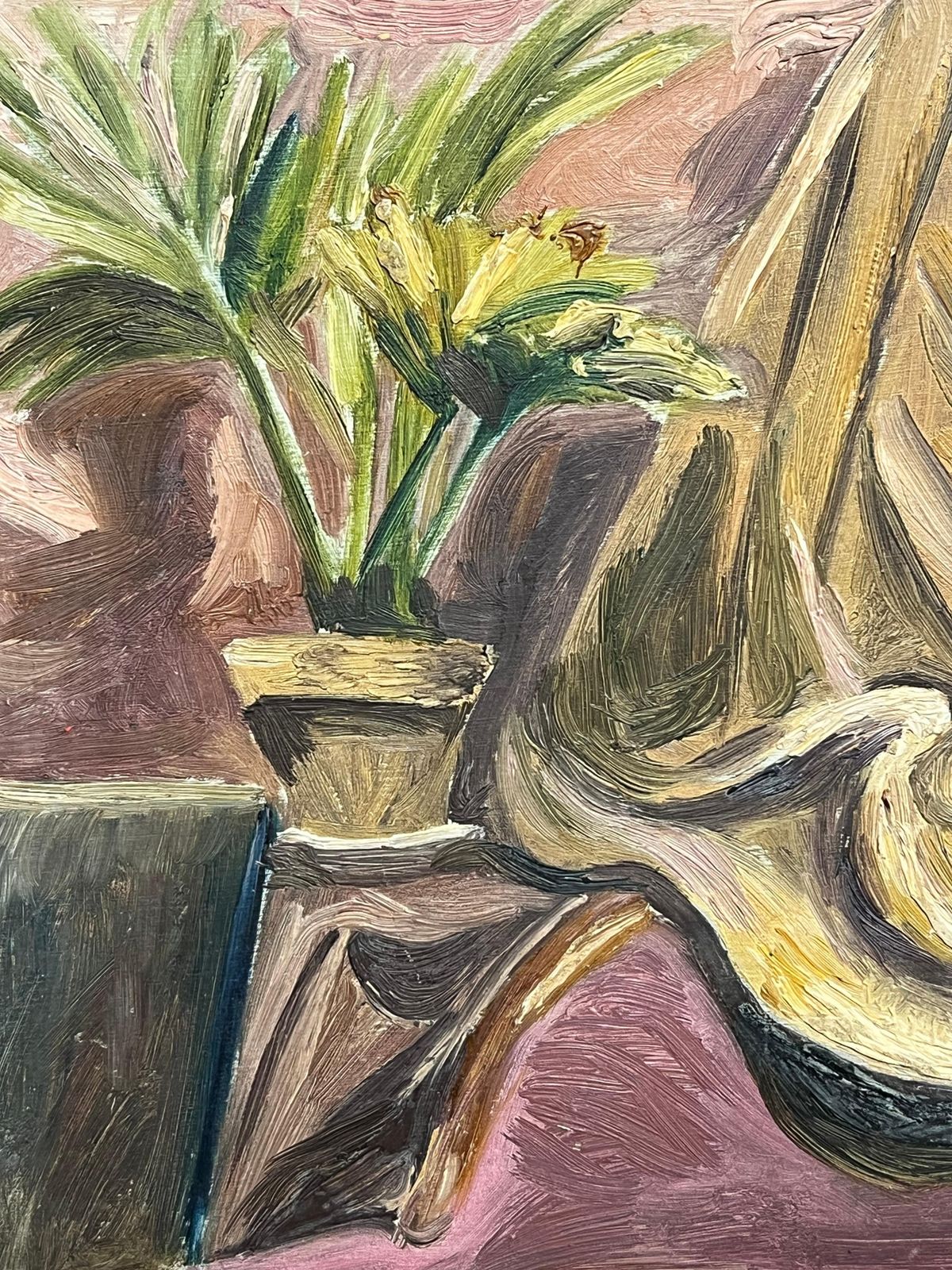 Simone Forge1930's Interior Still Life With Potted Plant And Draped Fabric On Ornate Chair19th Century photo furniture
