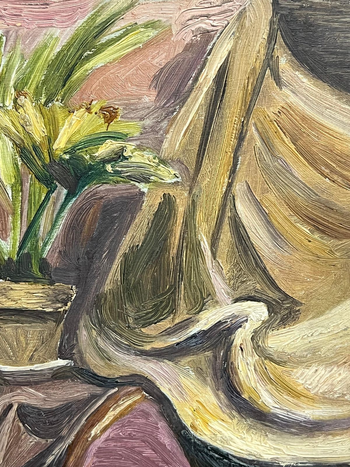 Simone Forge1930's Interior Still Life With Potted Plant And Draped Fabric On Ornate Chair19th Century photo for sale