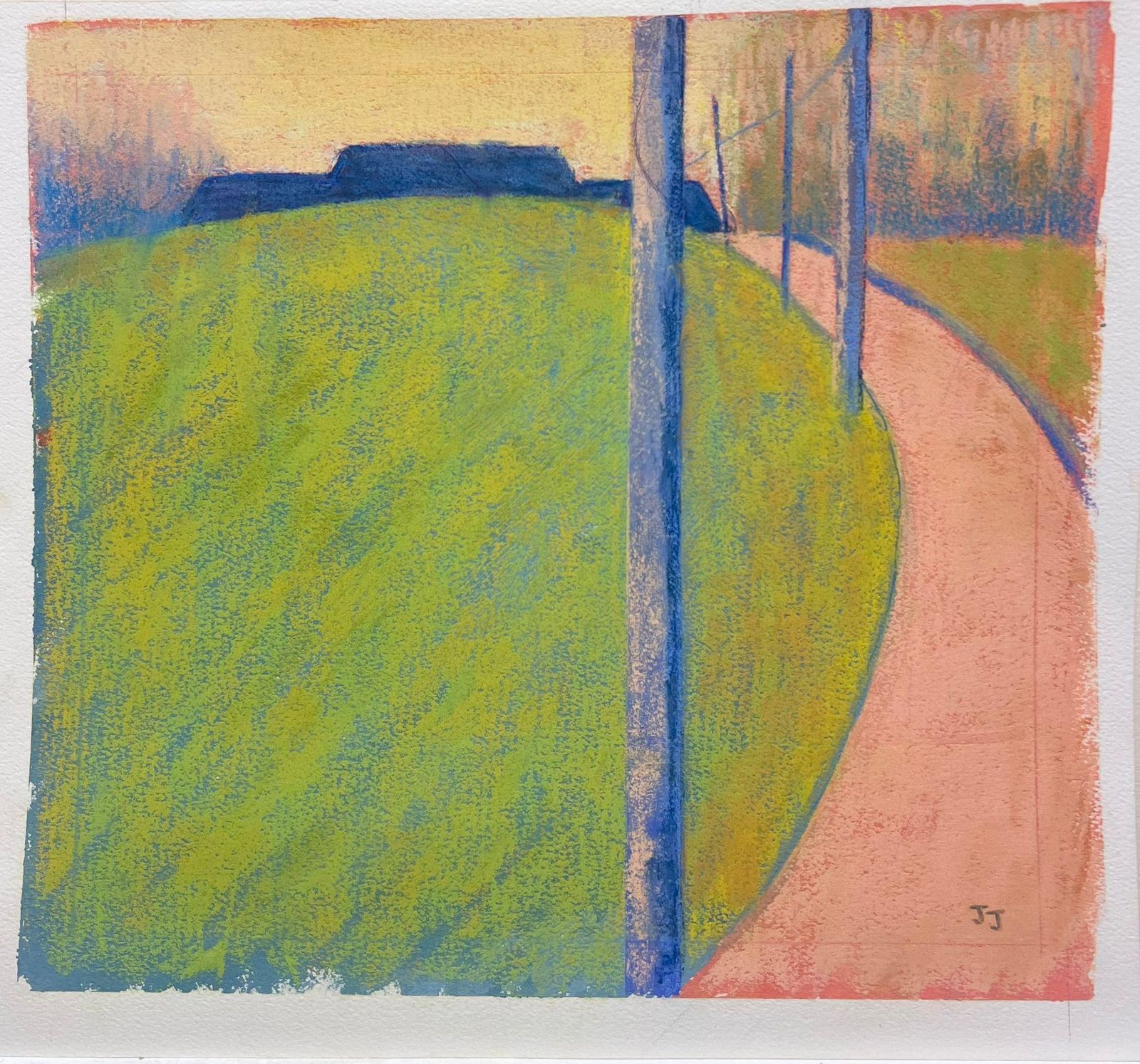 Jill Jacksonpink And Green Minimalist Landscape With Fence Posts And Curving Path photo furniture