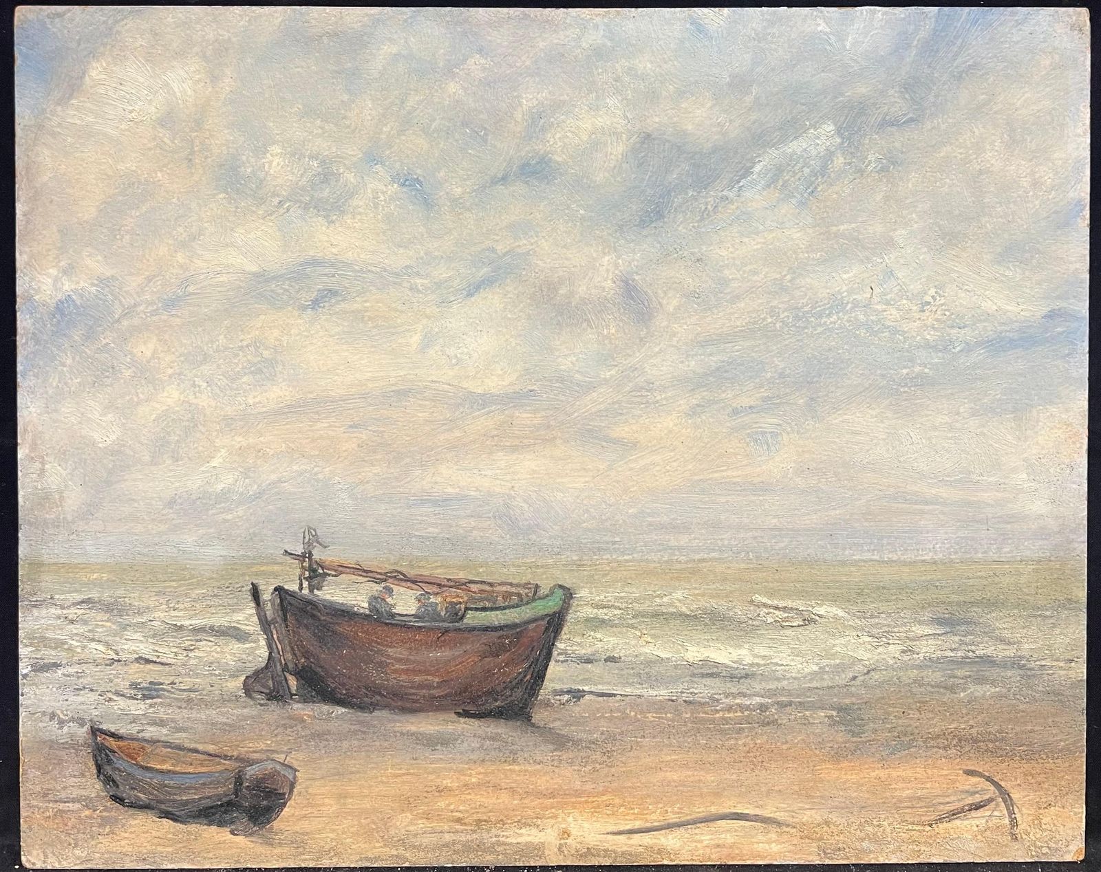 Simone Forge1930's French Impressionist Tranquil Coastal Scene With Weathered Fishing Boats19th Century photo furniture
