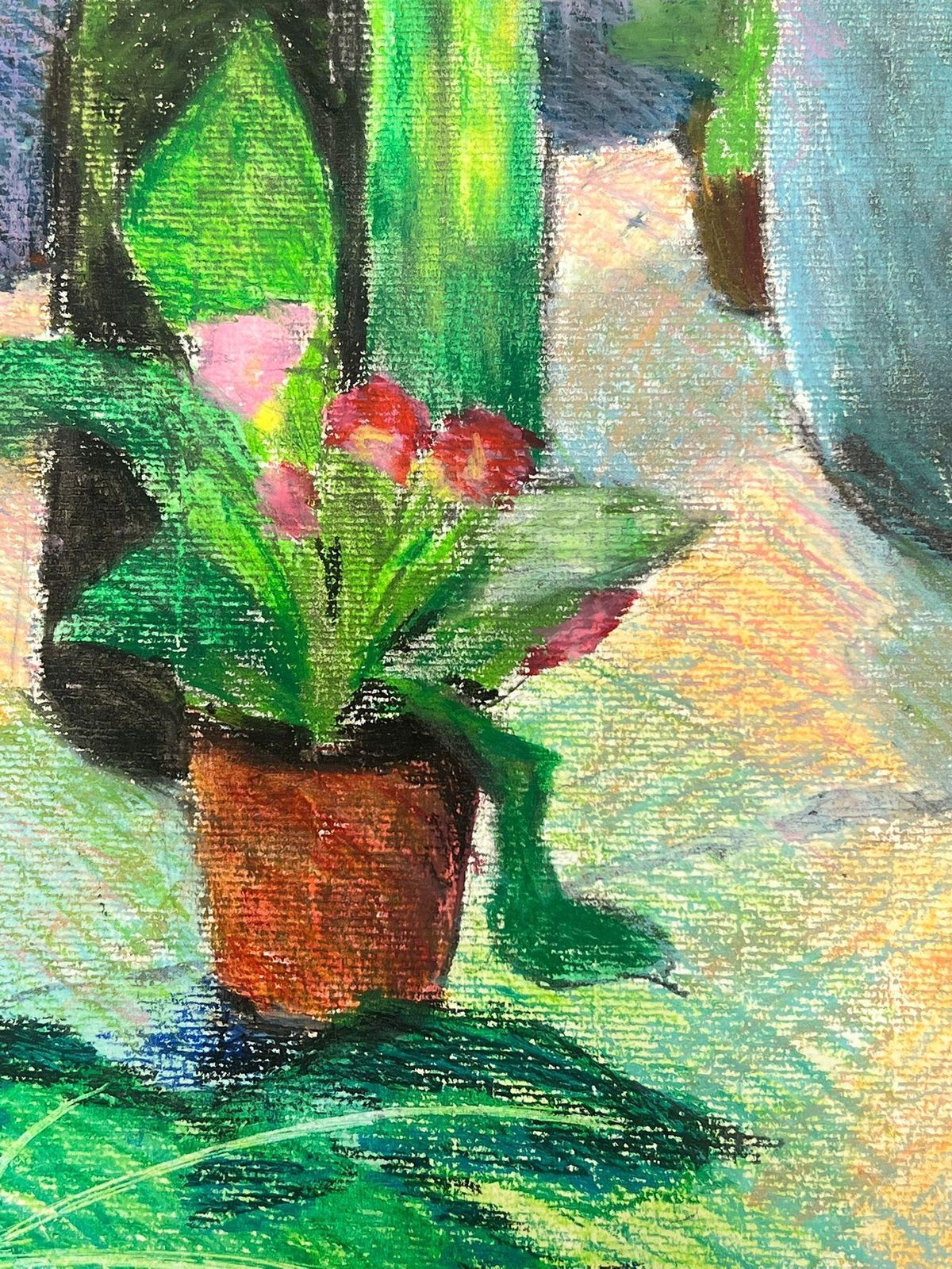 French Schoolcolorful Still Life Composition With Green Glass Vases And Fresh Orangesmid 20th Century photo Art