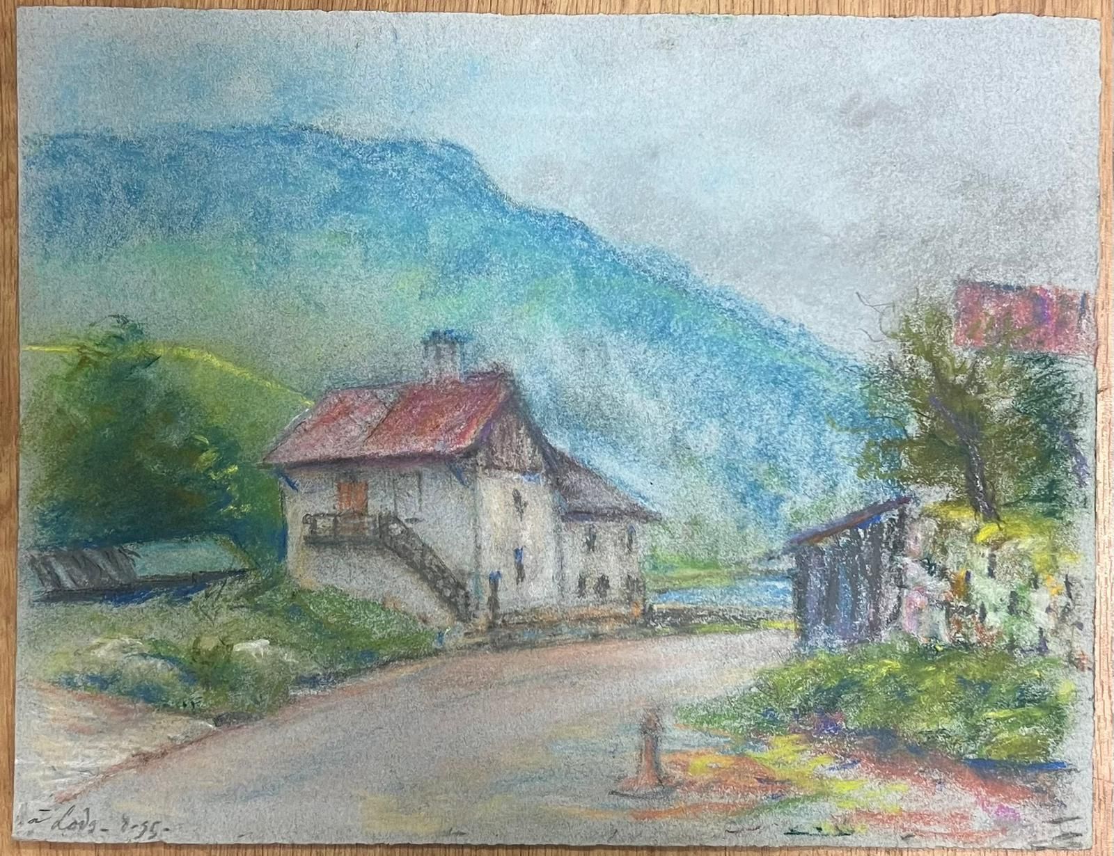 Regine Davidcharming Village Road Leading To A Rustic House With Red Roof And Stone Walls1947 photo furniture