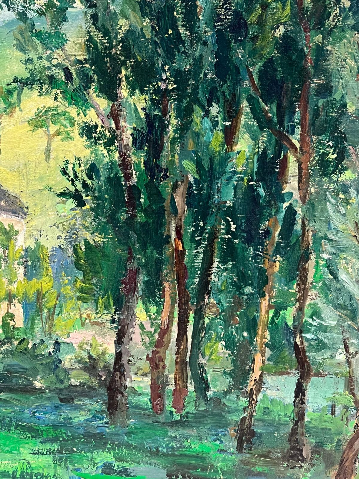 Regine Davidlush Green Landscape With Tall Trees Framing A Quaint Country House1950's photo 662.0