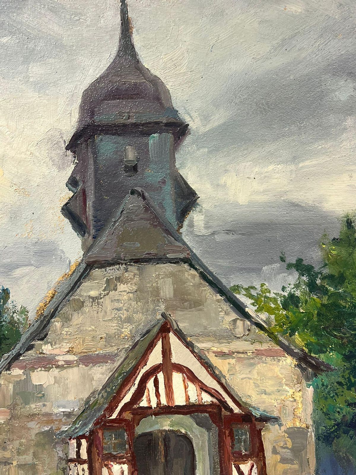 Regine Davidhistoric Stone Chapel With Unique Timber Framed Entrance And Steep Bell Tower1950's photo for sale