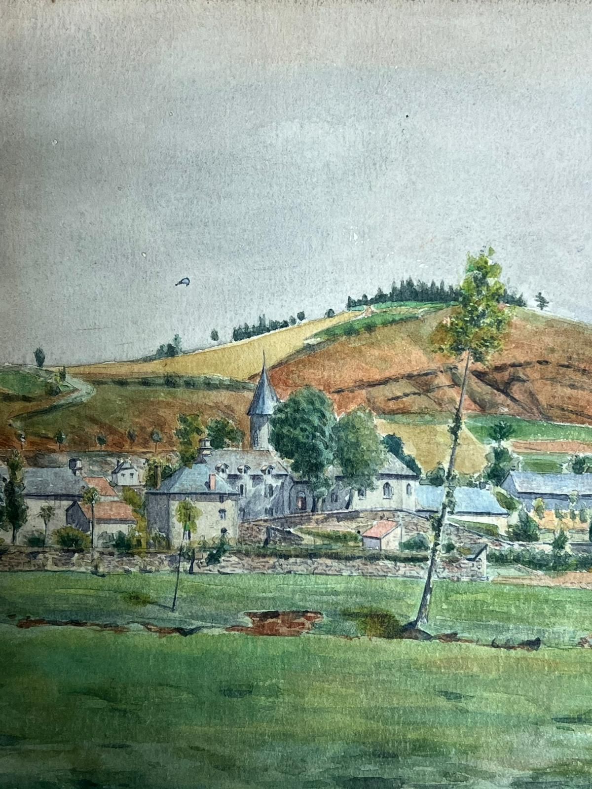 Regine Davidquaint Village Landscape With Rolling Hills And Stone Bridge Detailed Watercolor1957 photo 326.0